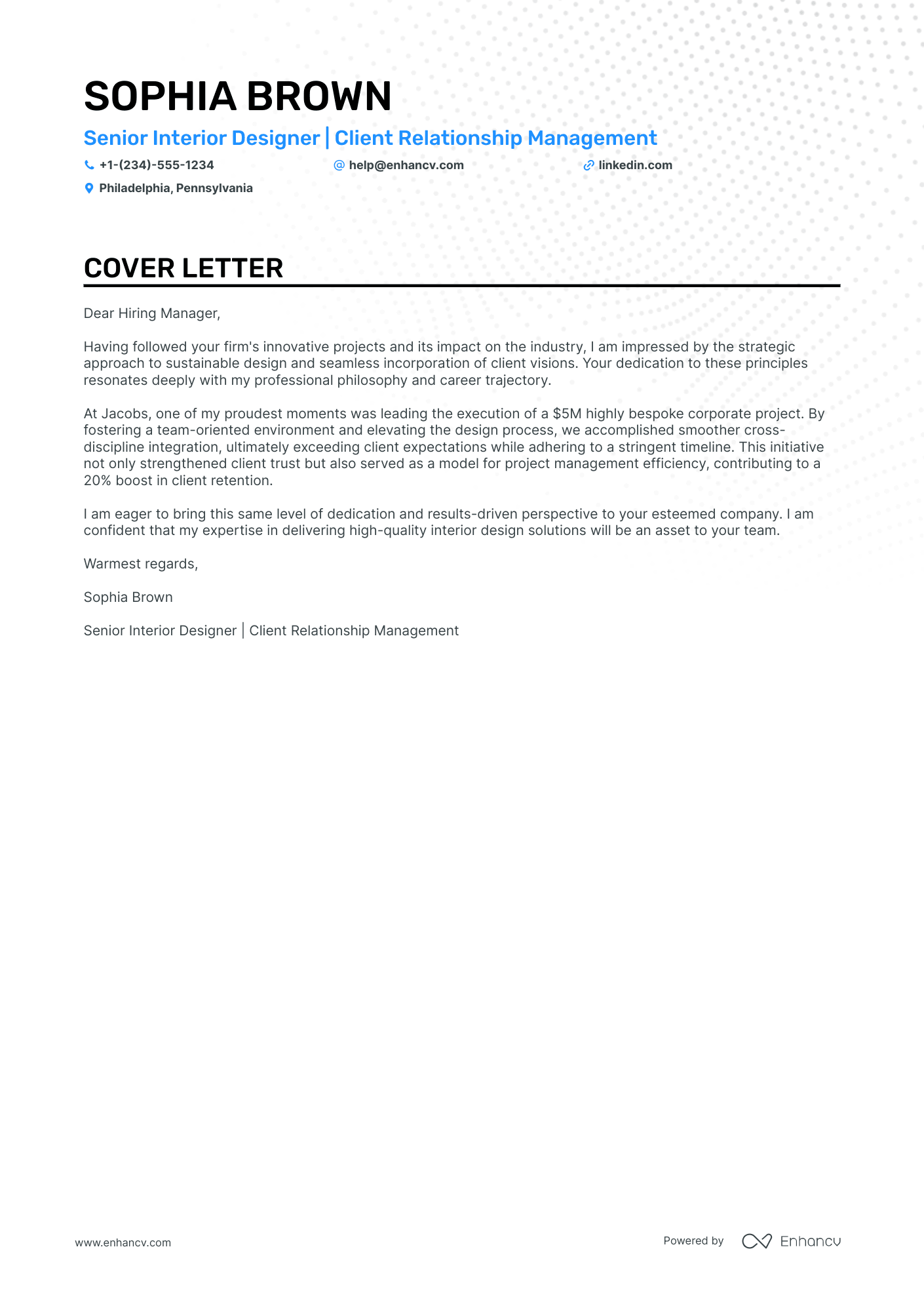 cover letter of interior designer