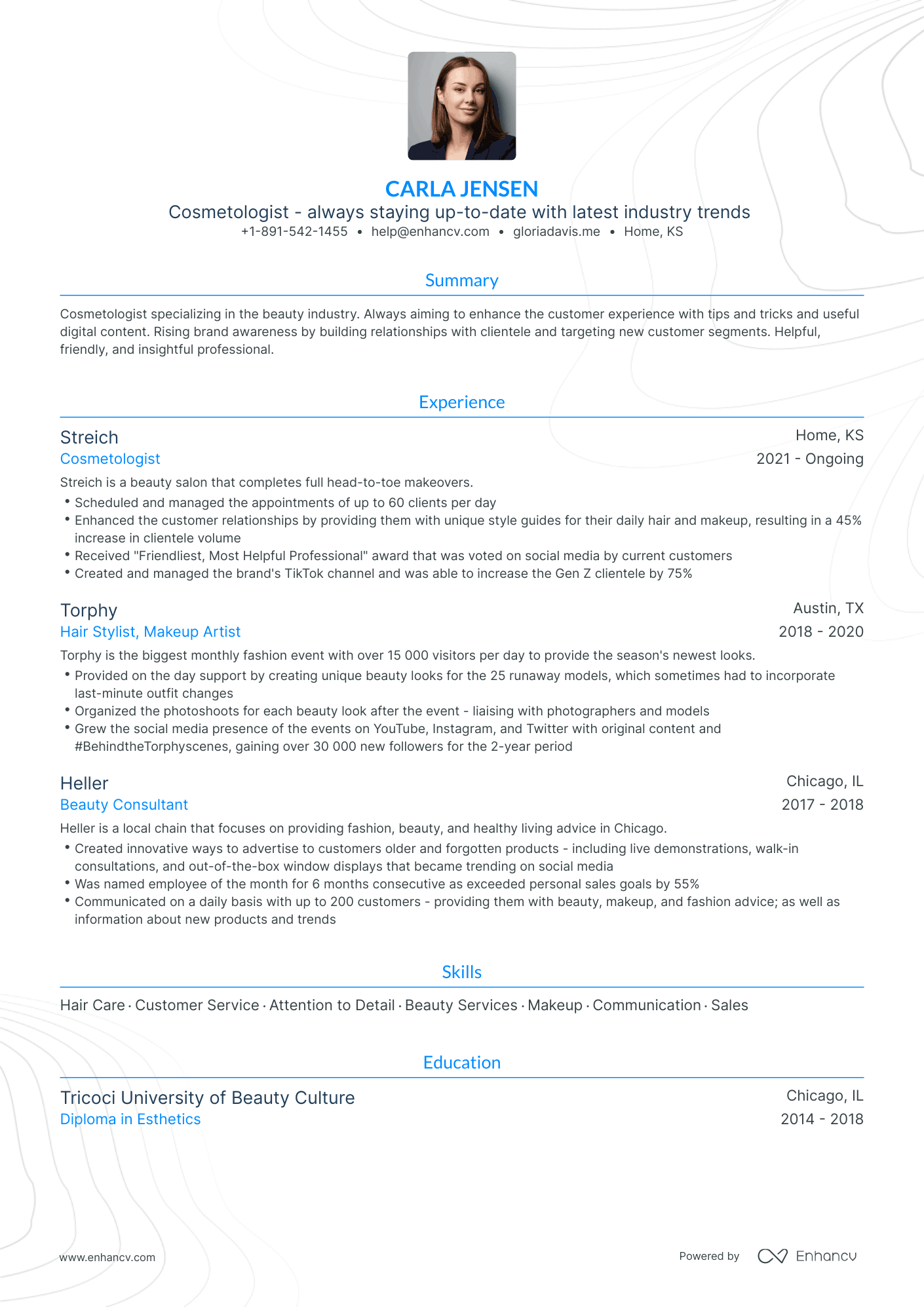 Traditional Cosmetologist Resume Template