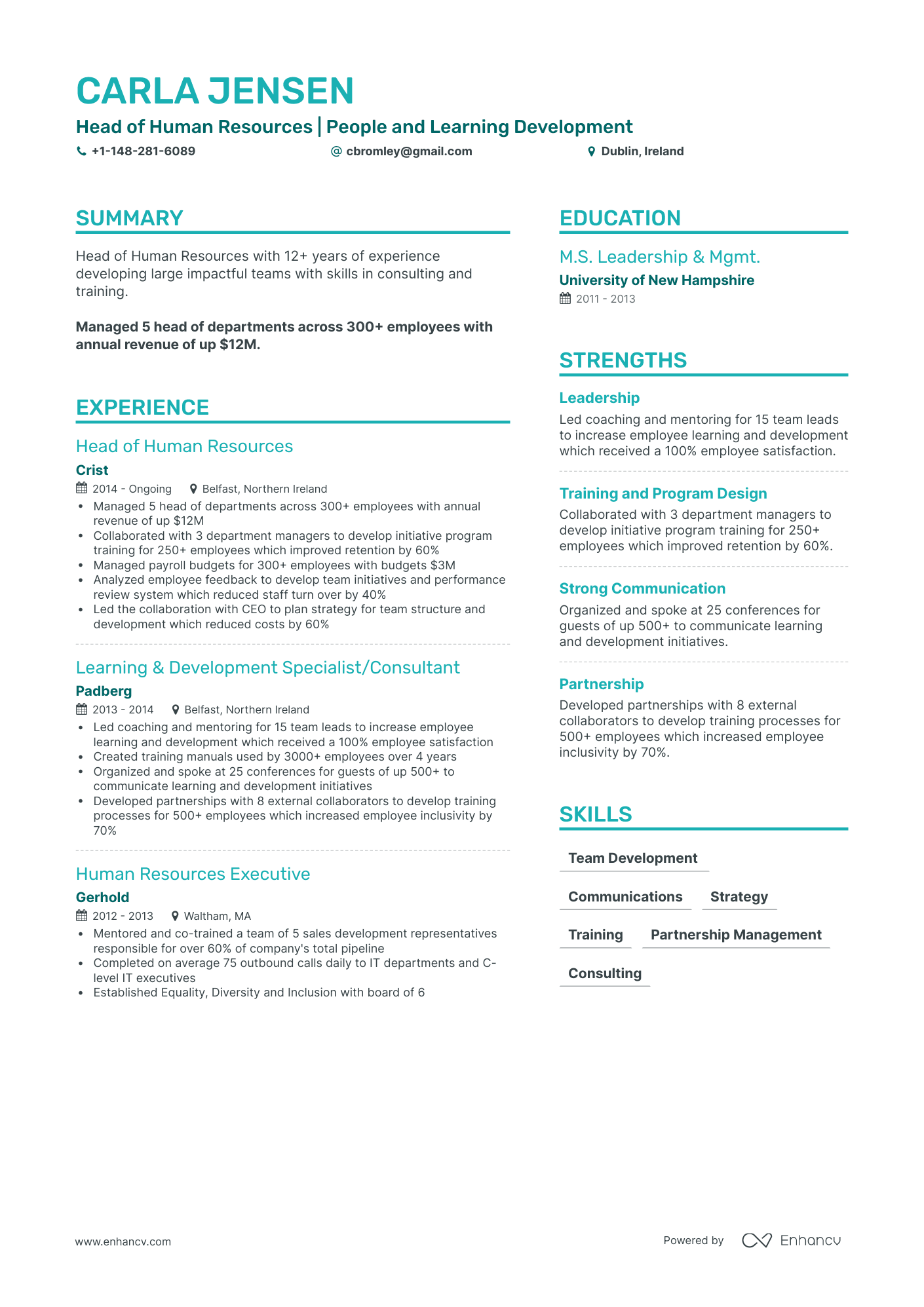 Simple HR Manager Resume Template