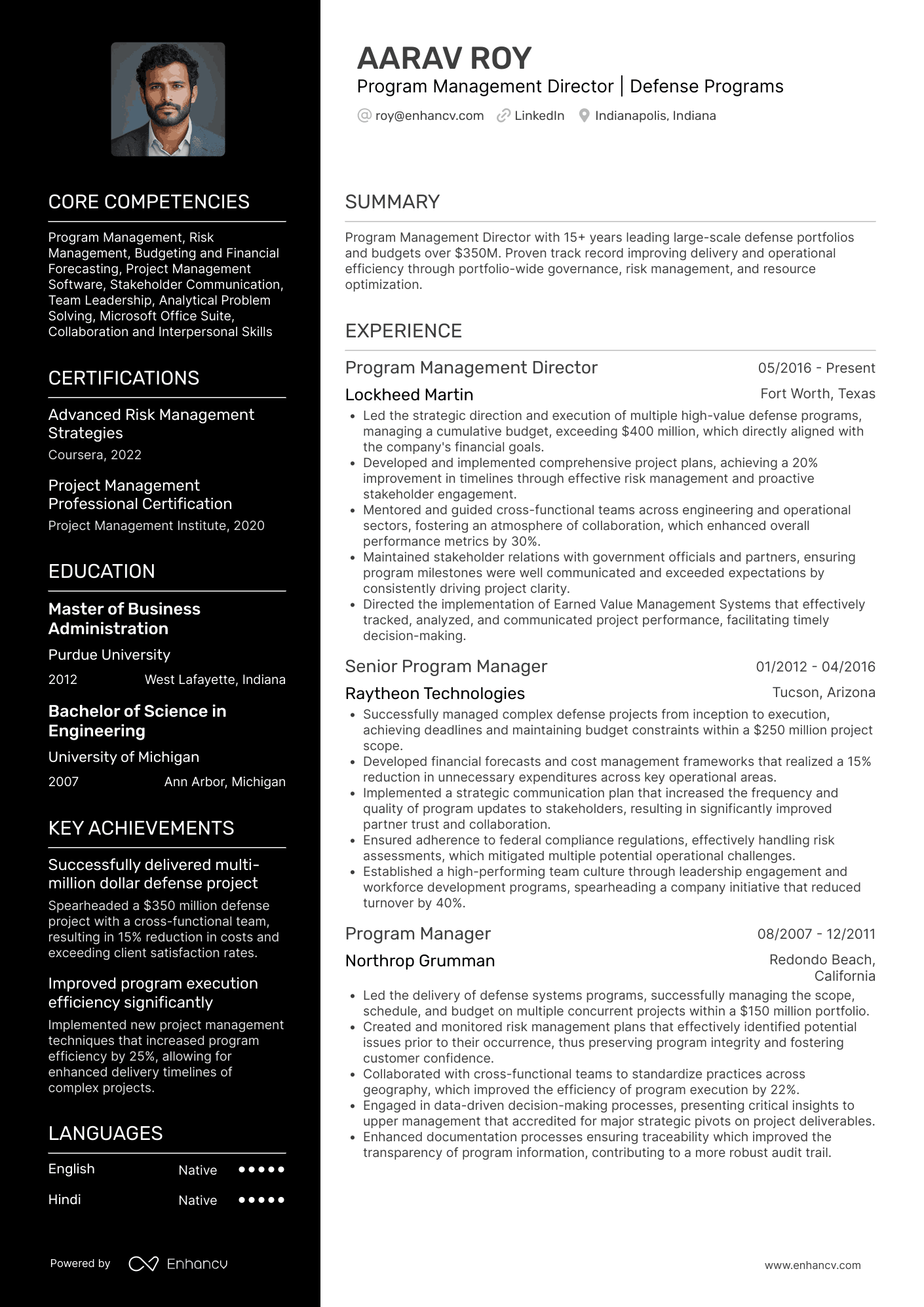 A resume example of a Director of Program Management / PMO