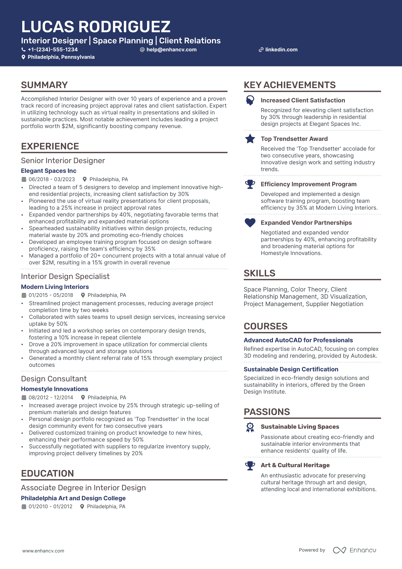 A resume example of a Creative