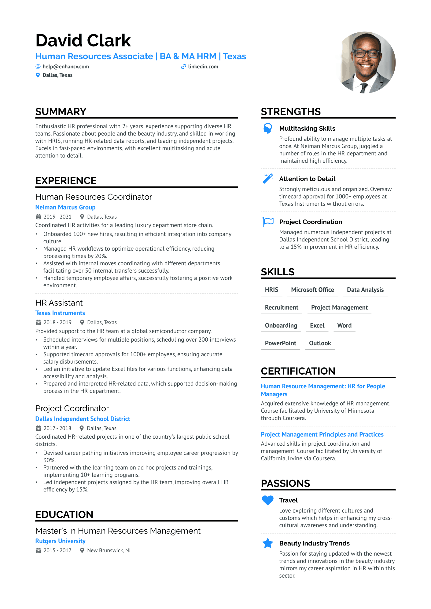 human resources resume skills examples