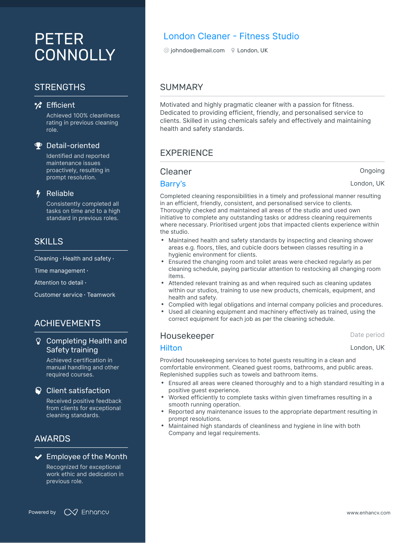 Polished Gym Resume Template