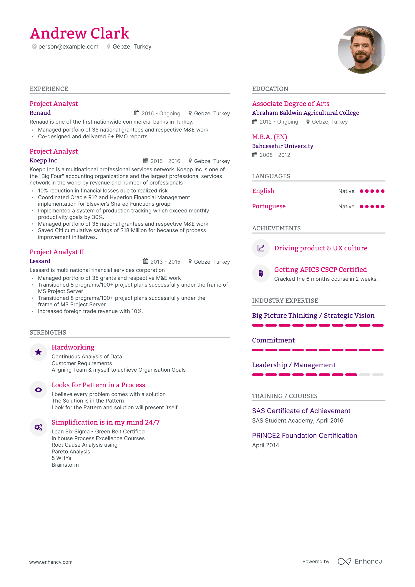 Modern Project Analyst Resume Template