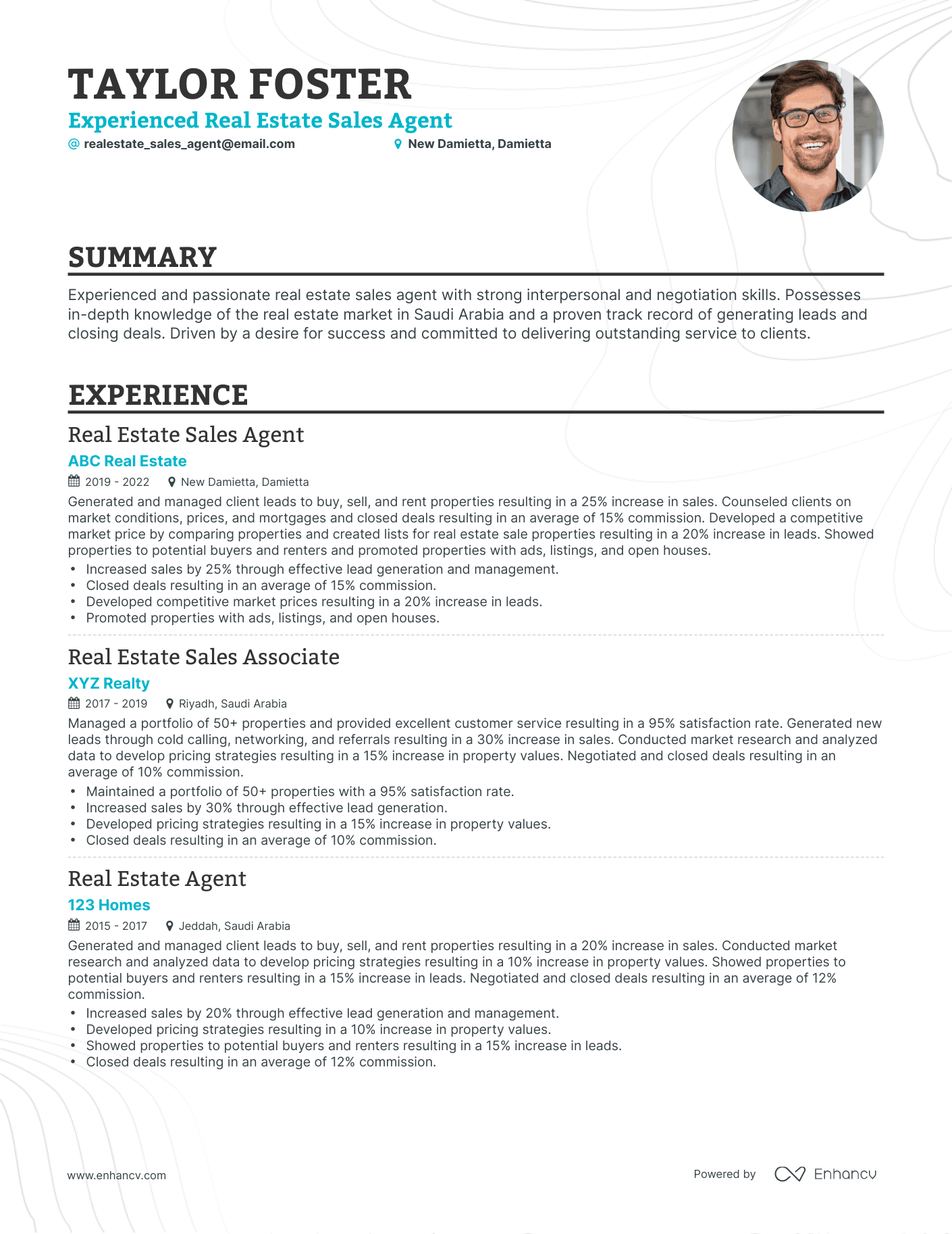 Classic Real Estate Sales Resume Template