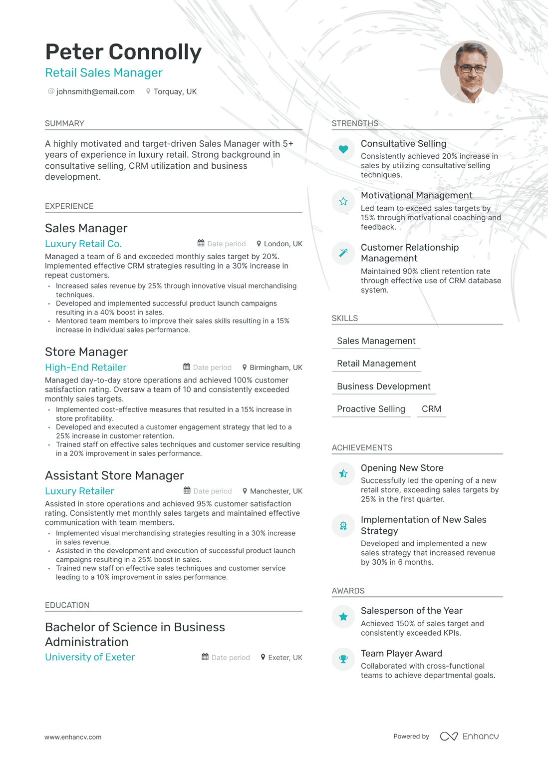 Modern Retail Sales Manager Resume Template