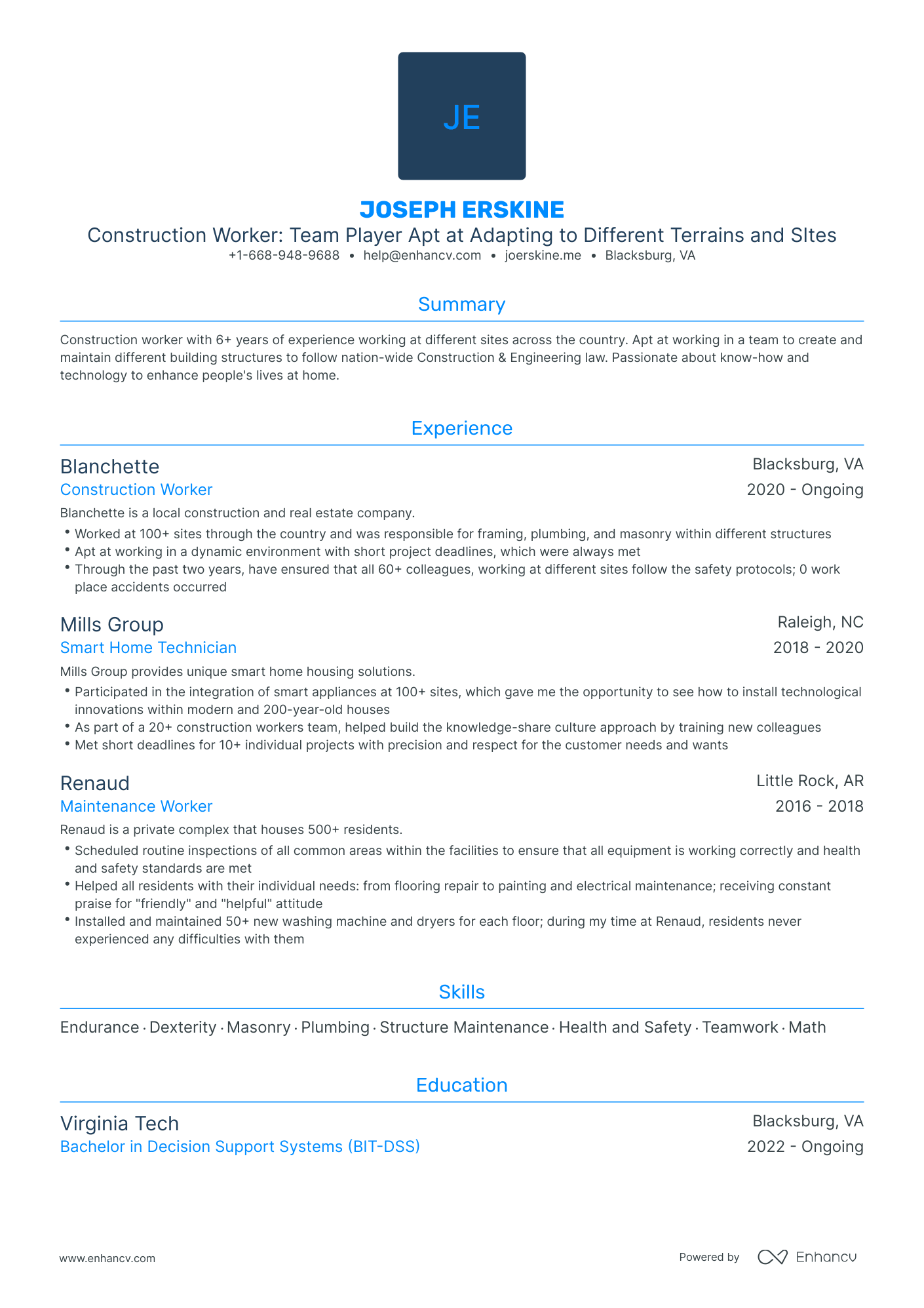 Traditional Construction Office Manager Resume Template