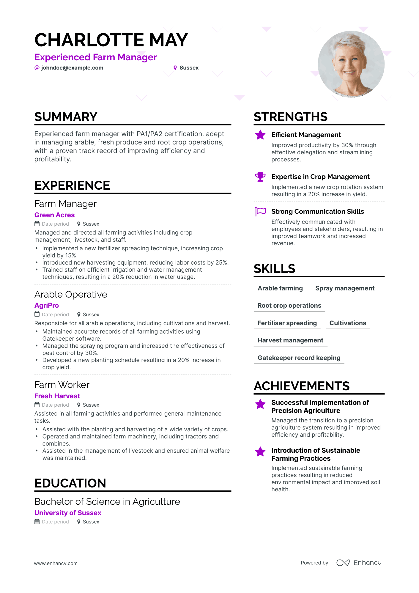 Simple Farm Manager Resume Template