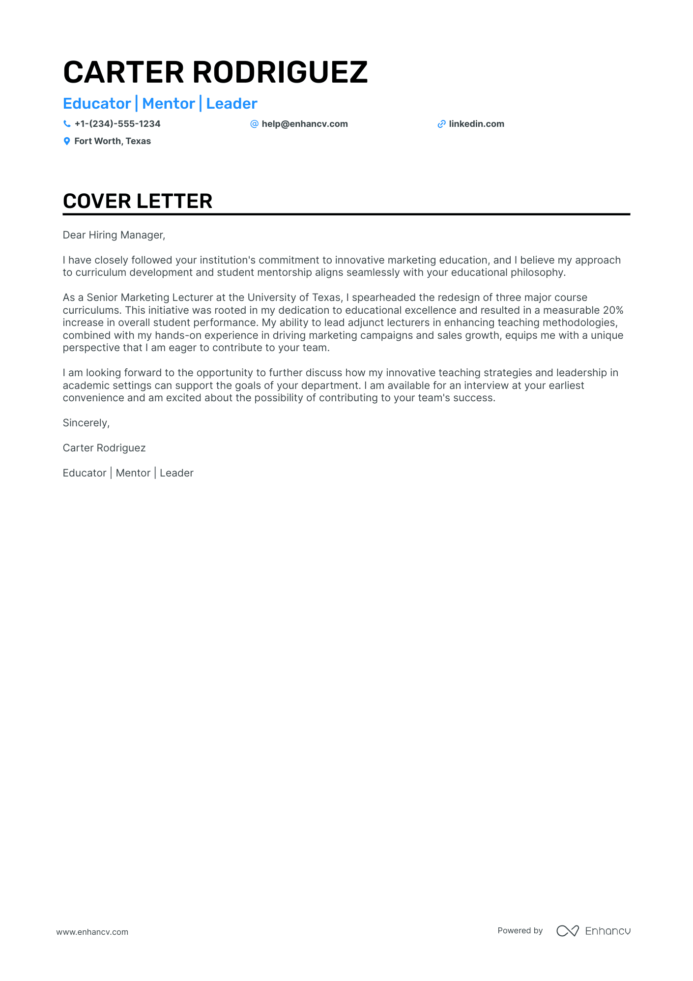 cover letter template for professor