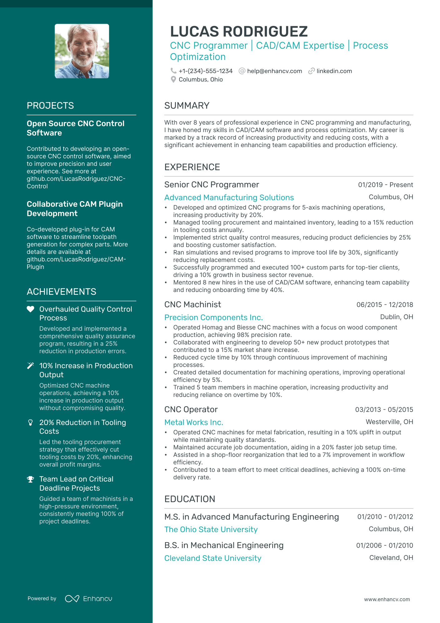 cnc service engineer resume sample