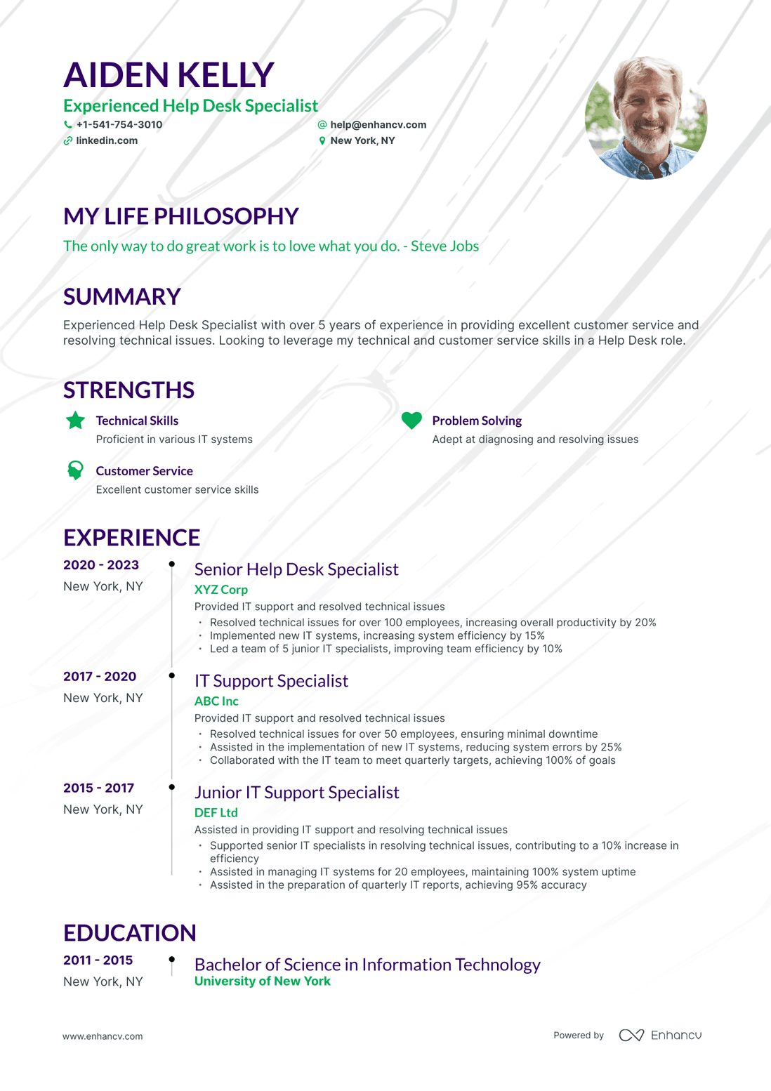 Timeline IT Support Resume Template