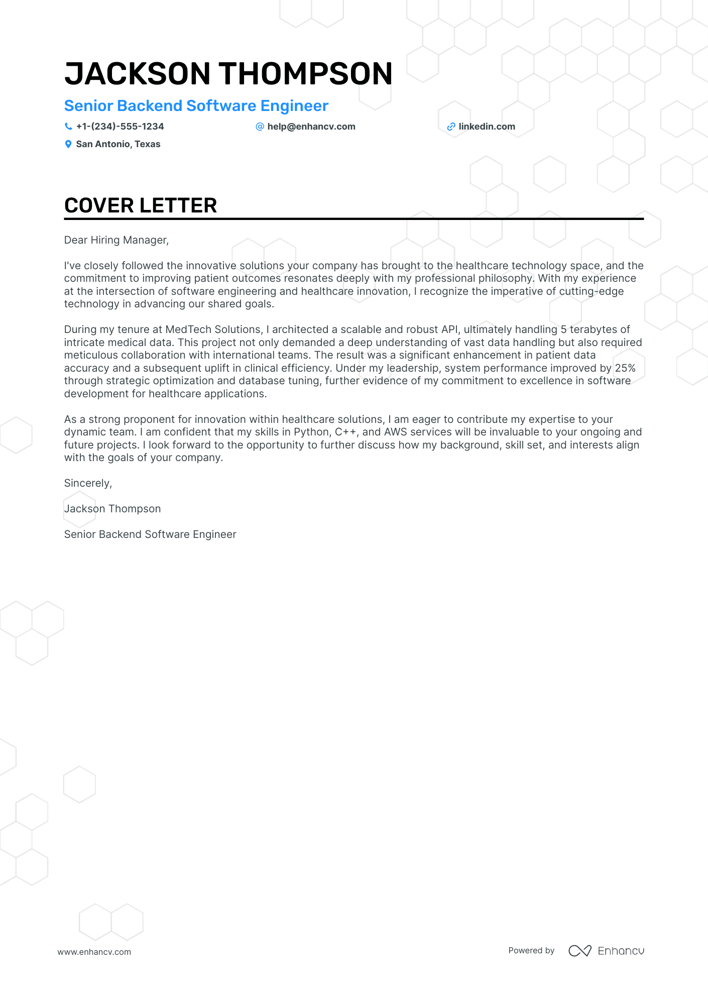 cover letter for front end developer example