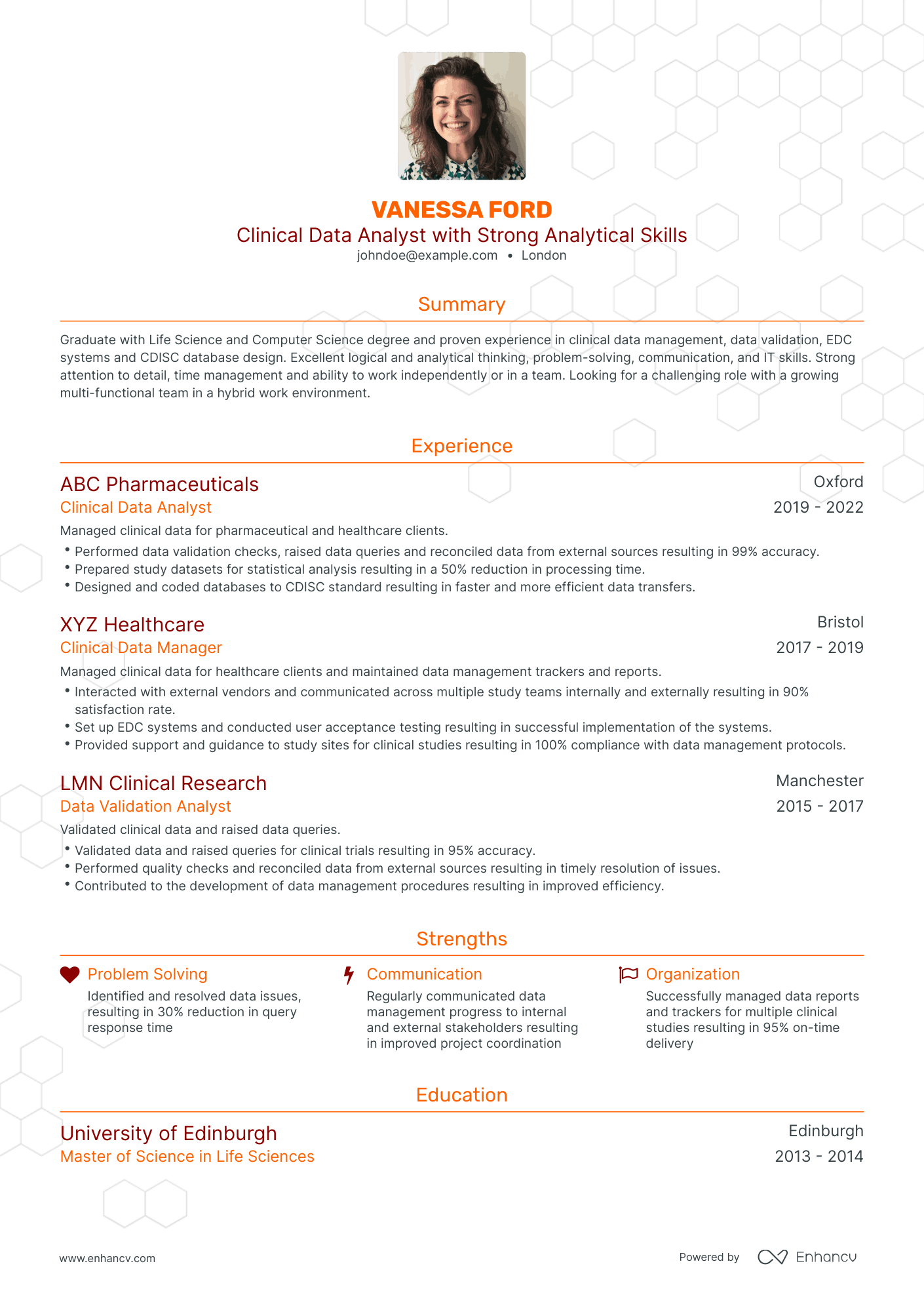 Traditional Clinical Data Analyst Resume Template