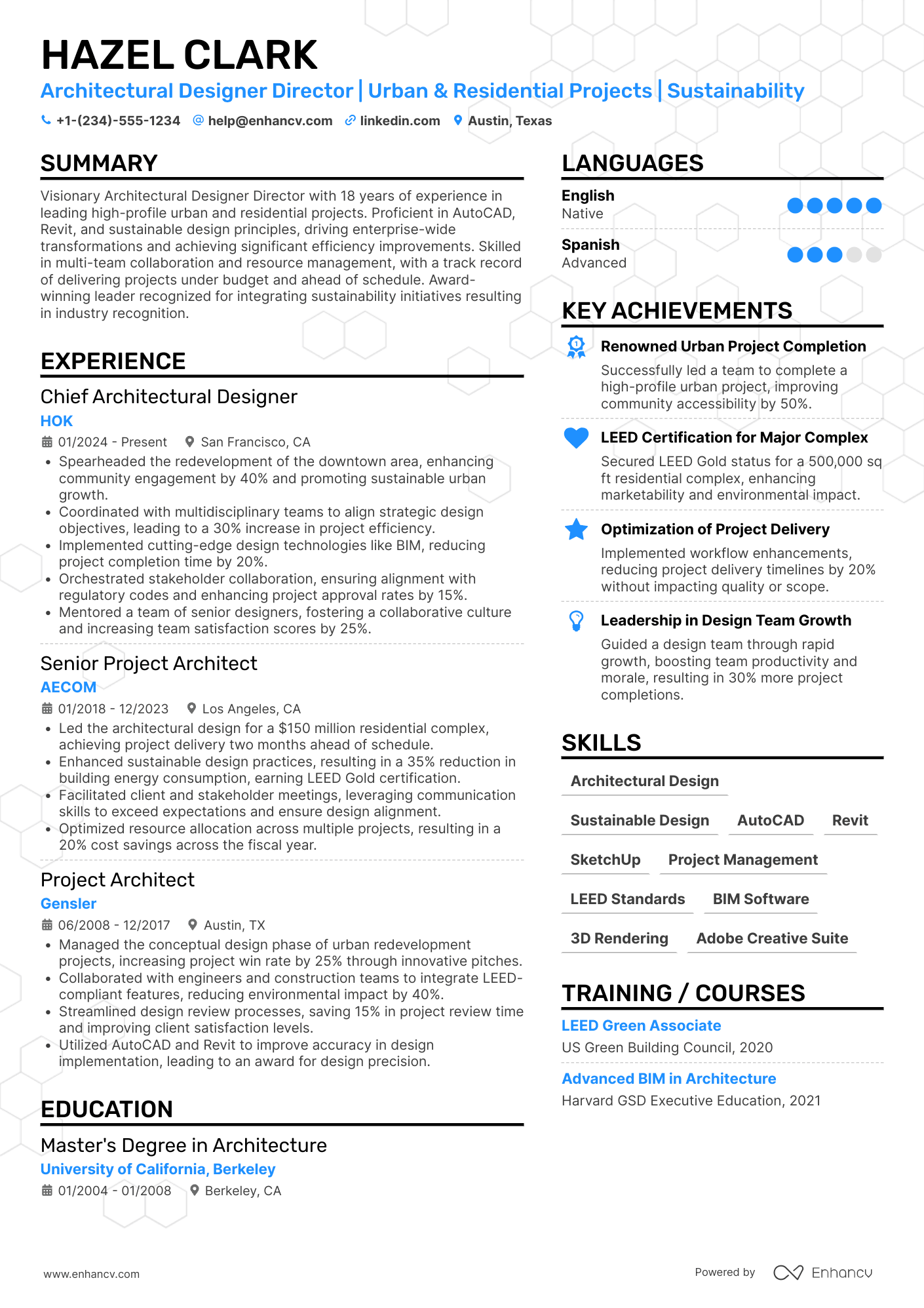 A resume example of a Architectural Designer Director