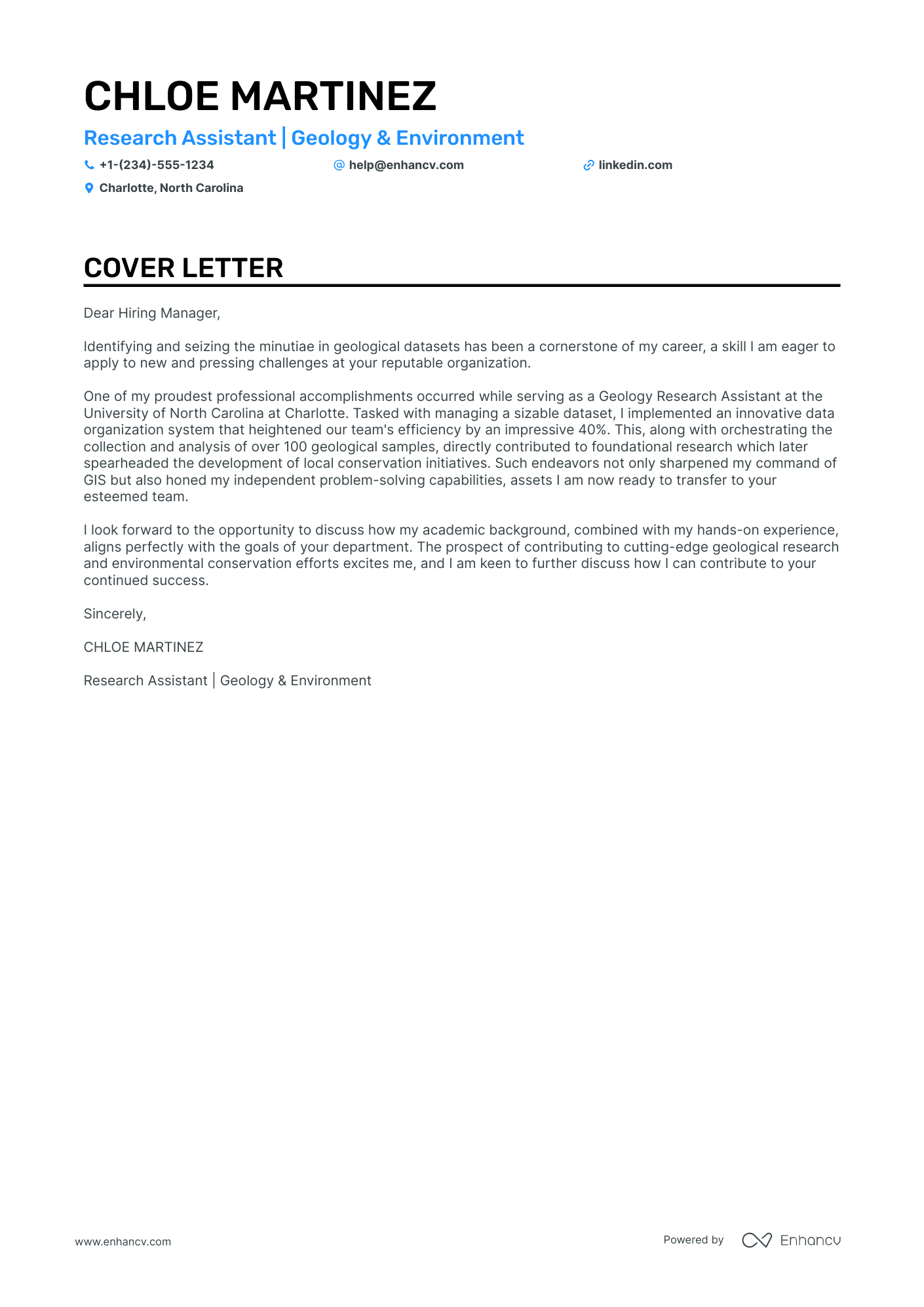 cover letter template research position