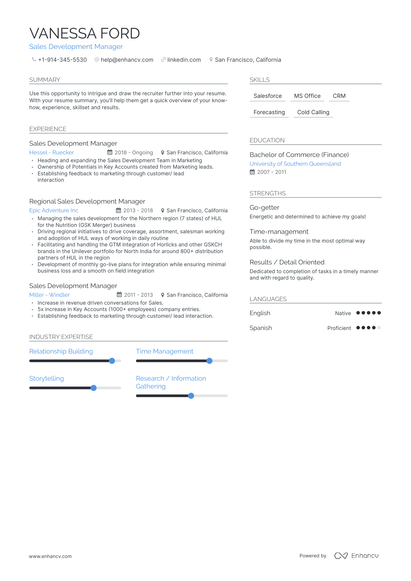 Sales Development Manager Resume Examples & Guide for 2023 (Layout ...