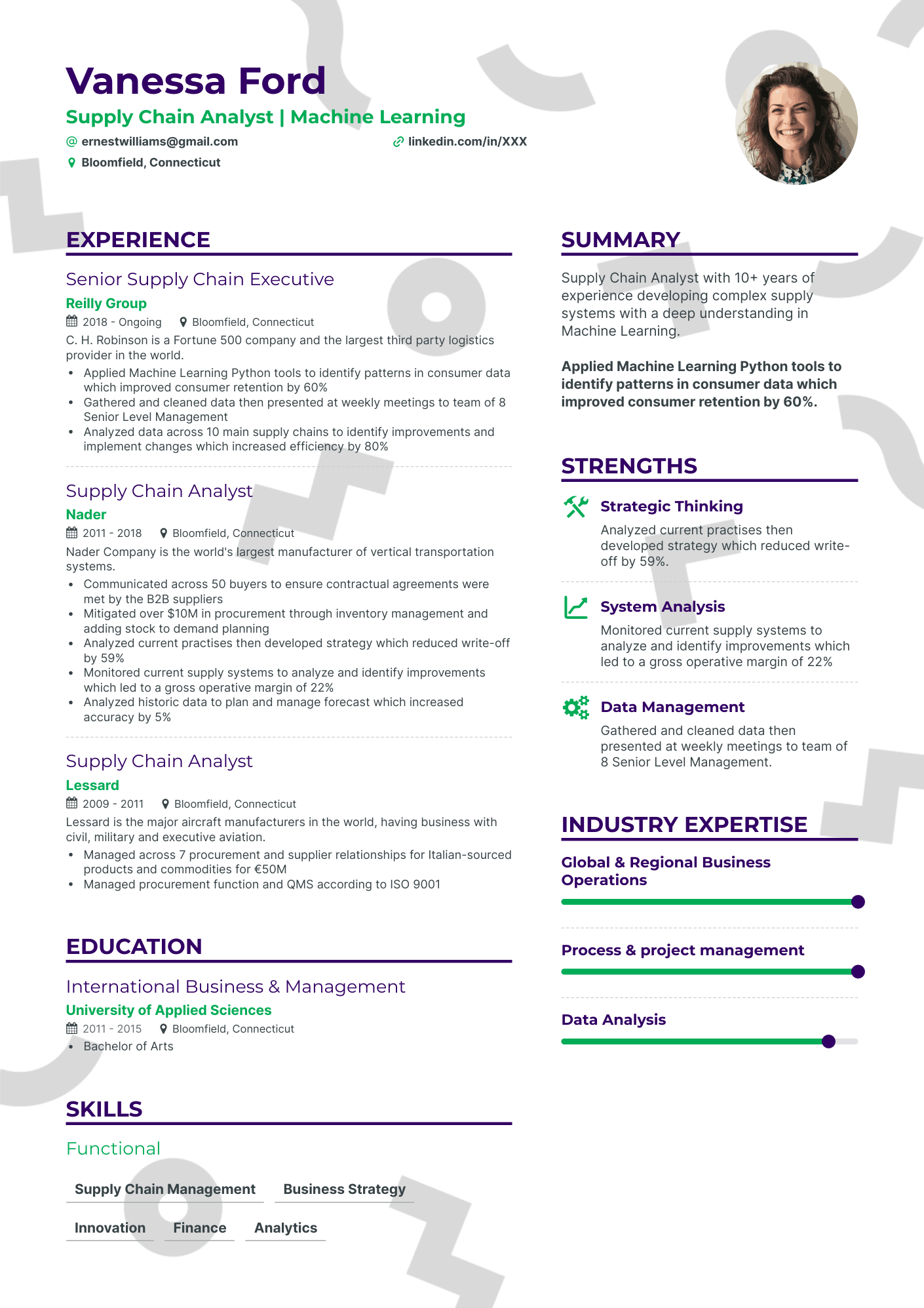 Simple Supply Chain Analyst Resume Template