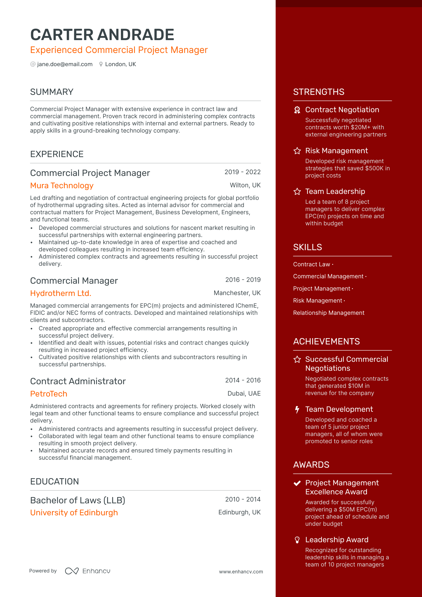 project management cycle resume