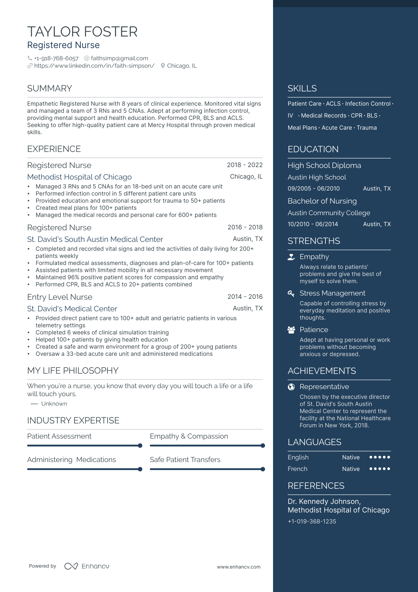 professional profile resume nursing
