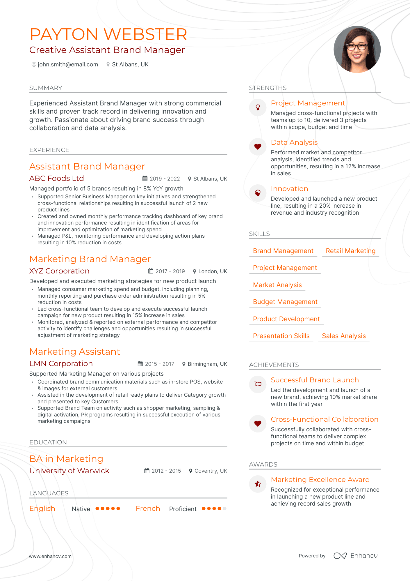 Modern Assistant Brand Manager Resume Template