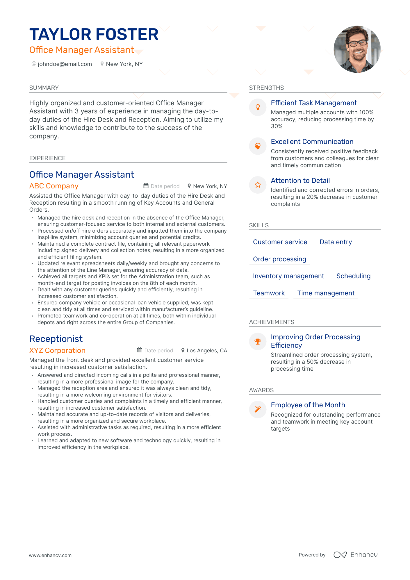 Modern Office Manager Assistant Resume Template