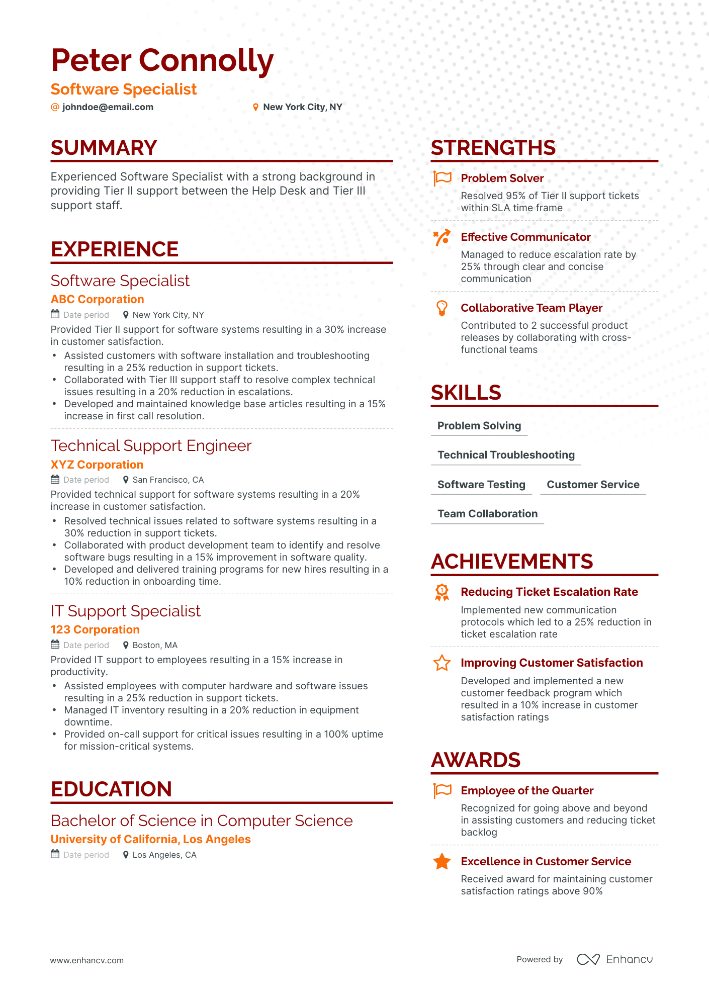 Simple Software Specialist Resume Template