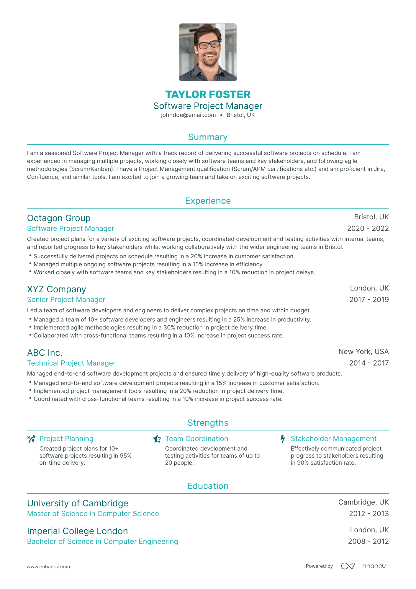 Traditional Software Project Manager Resume Template