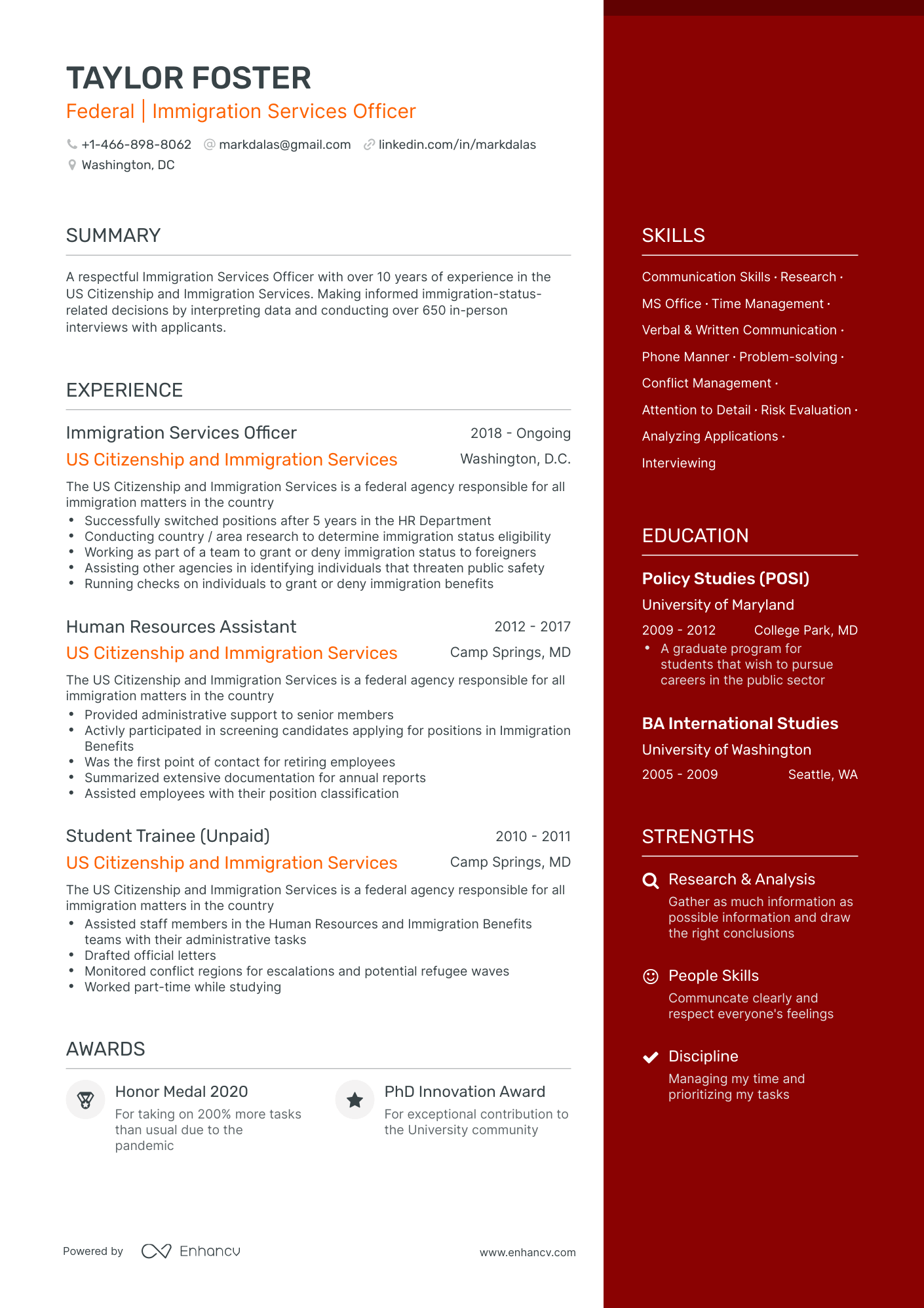 One Page Federal Resume Template