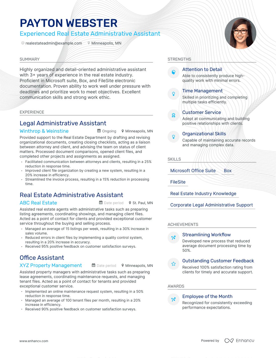 Modern Real Estate Administrative Assistant Resume Template
