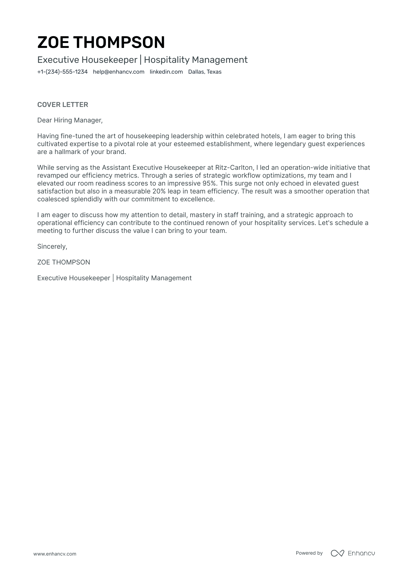 application letter for job housekeeping