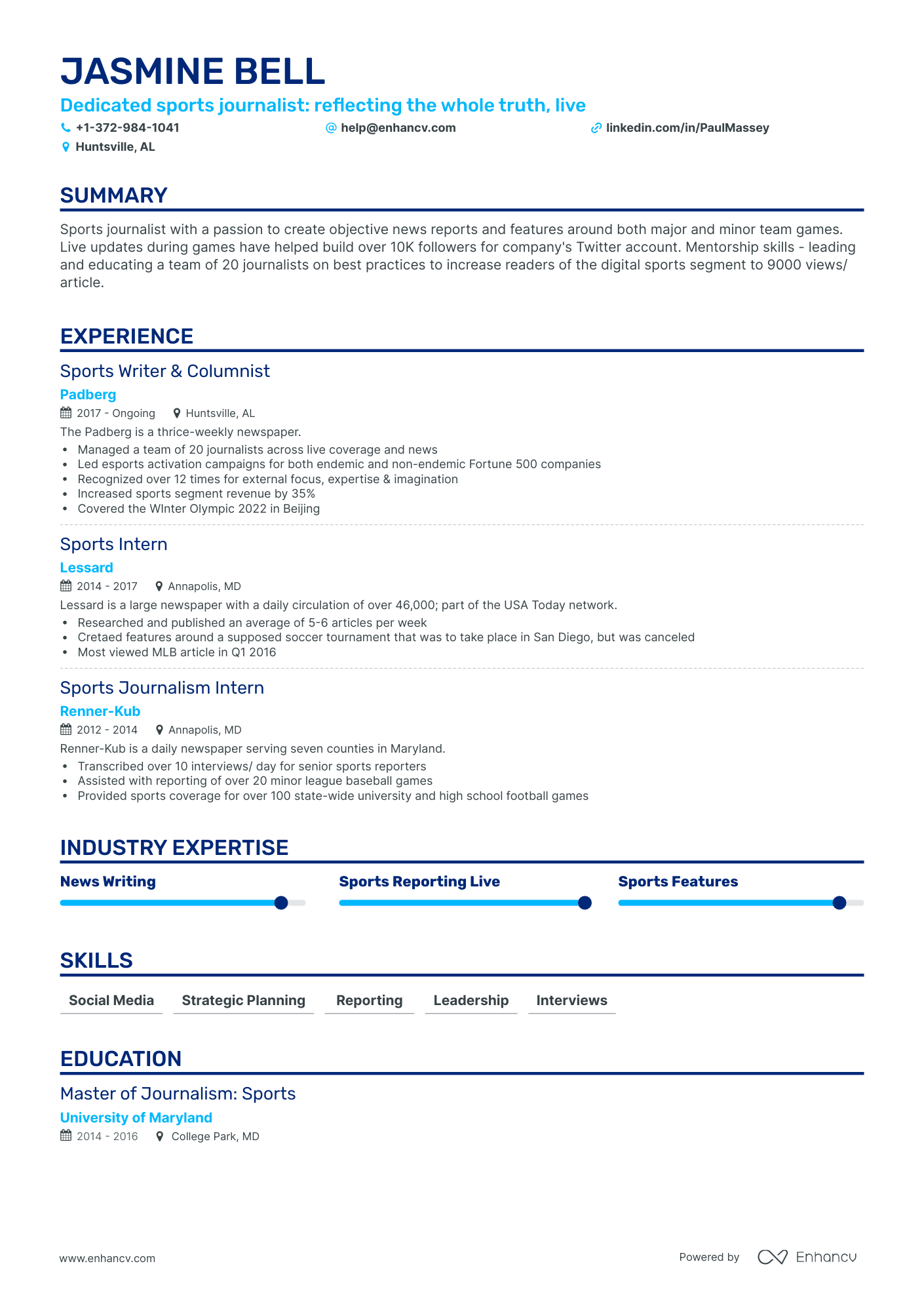 Classic Sports Resume Template