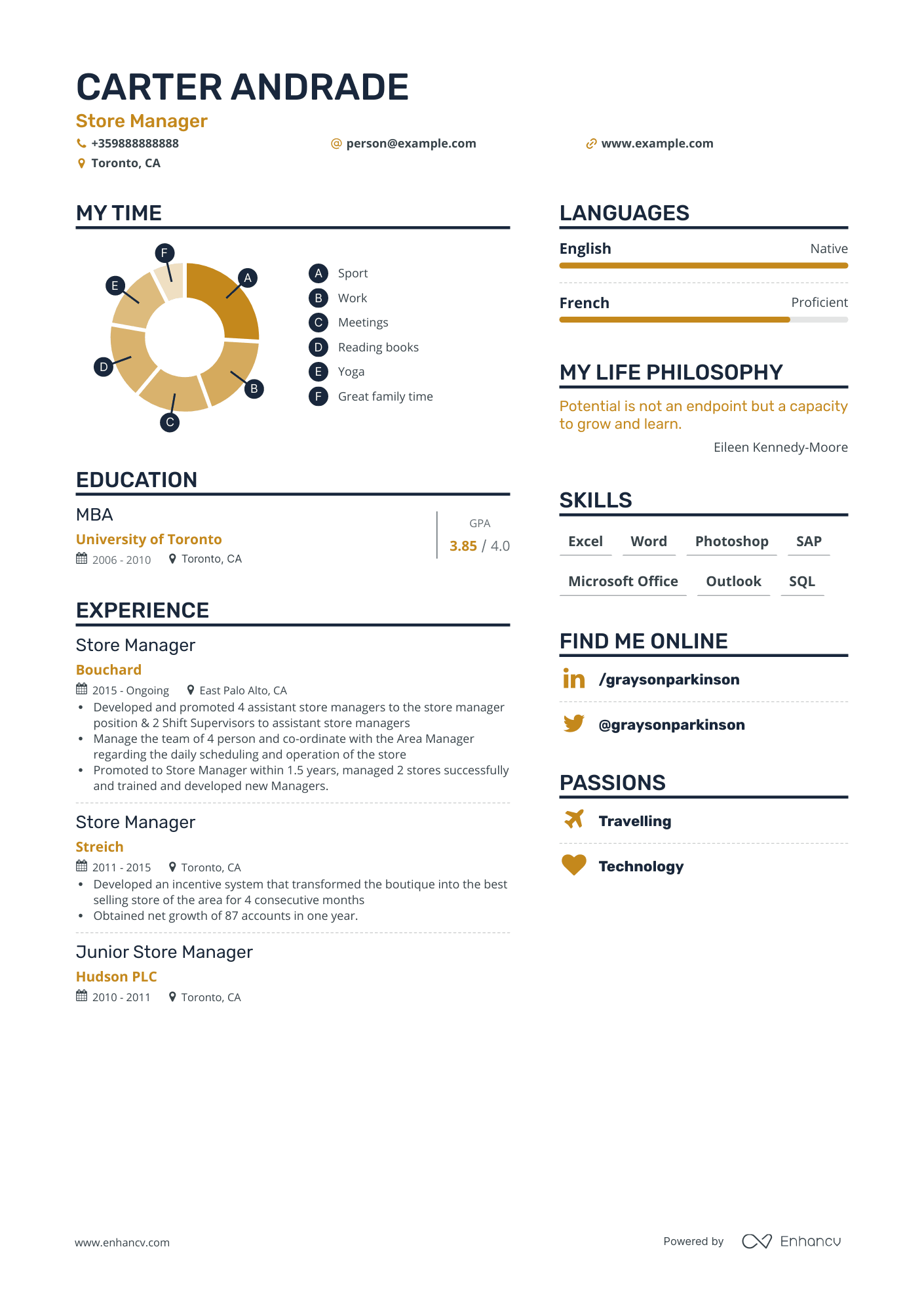 Simple Store Manager Resume Template