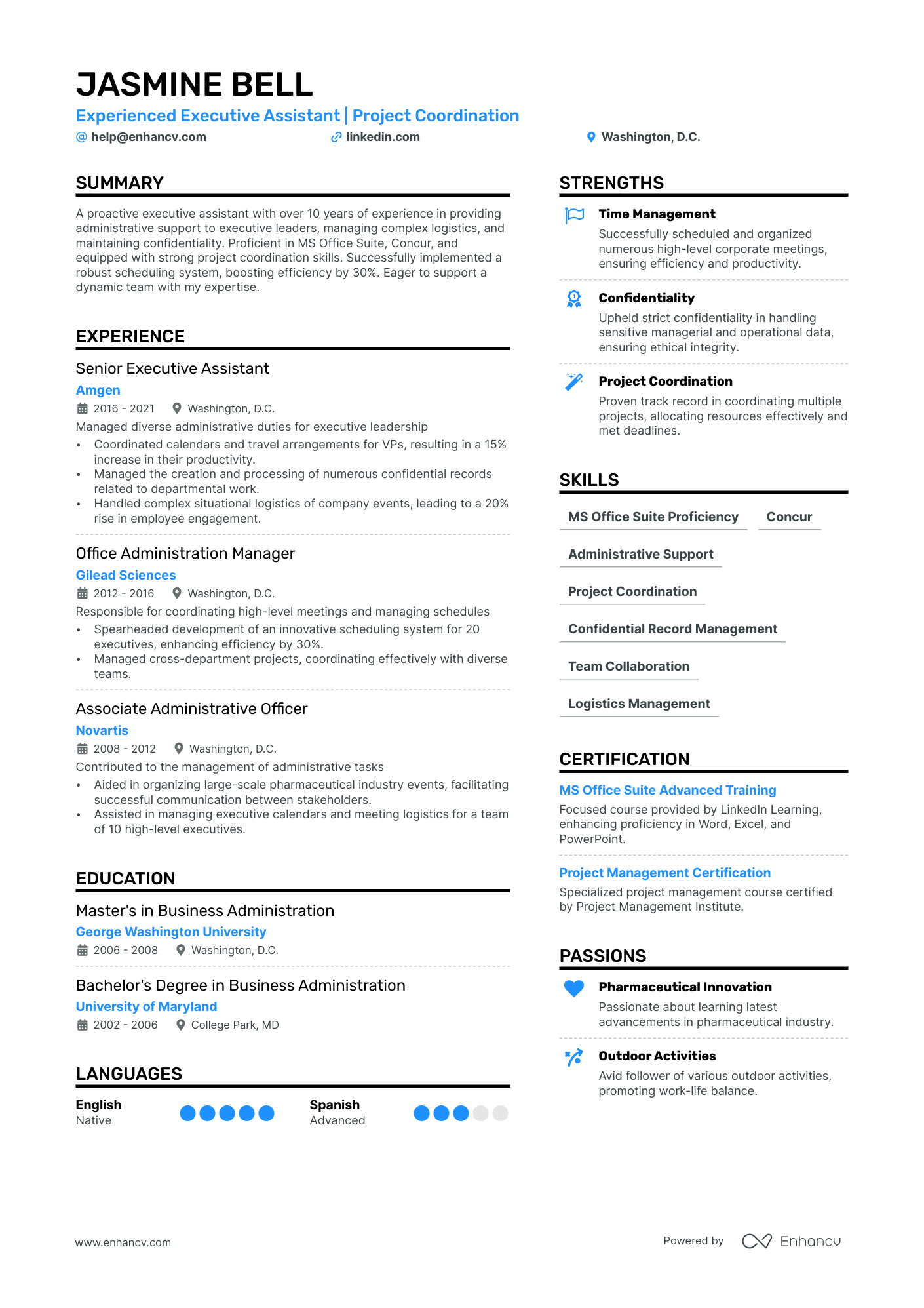 admin assistant resume format