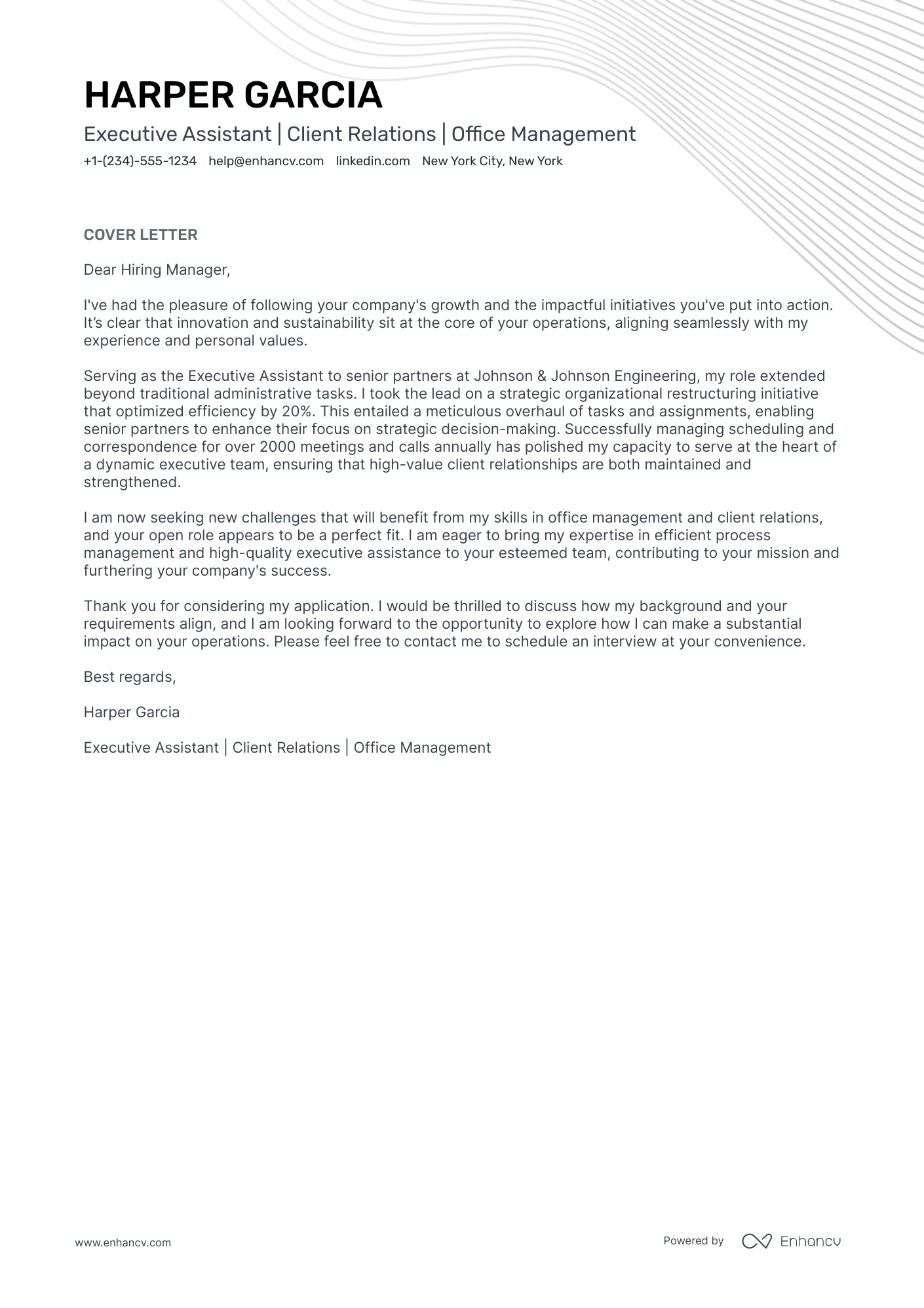 example of cover letter for executive assistant