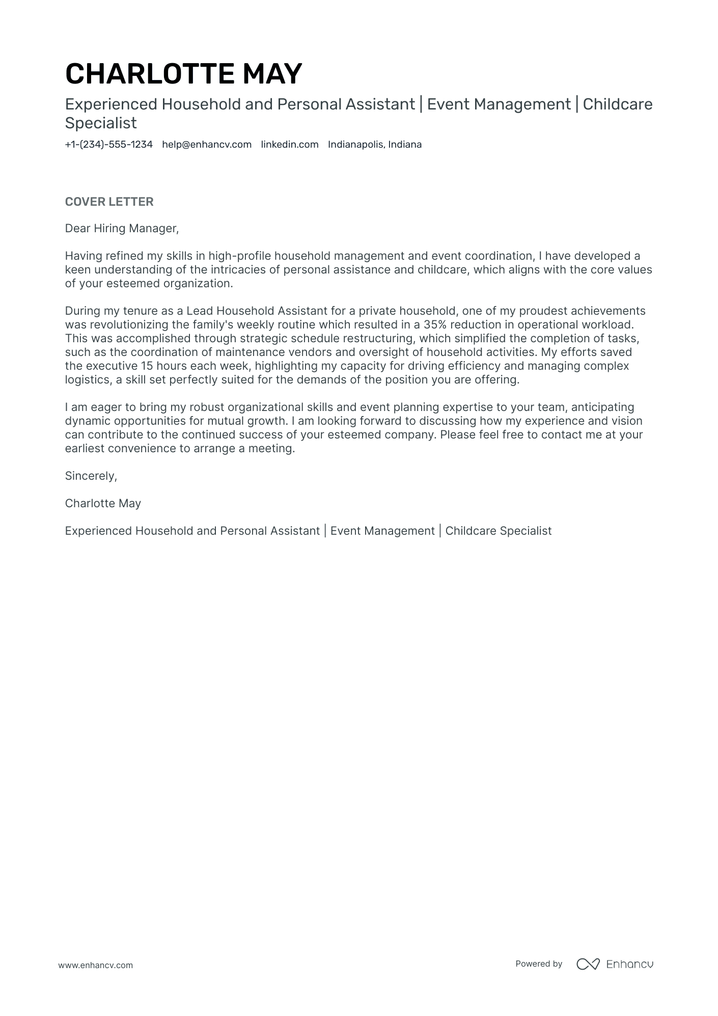 cover letter for personal assistant sample