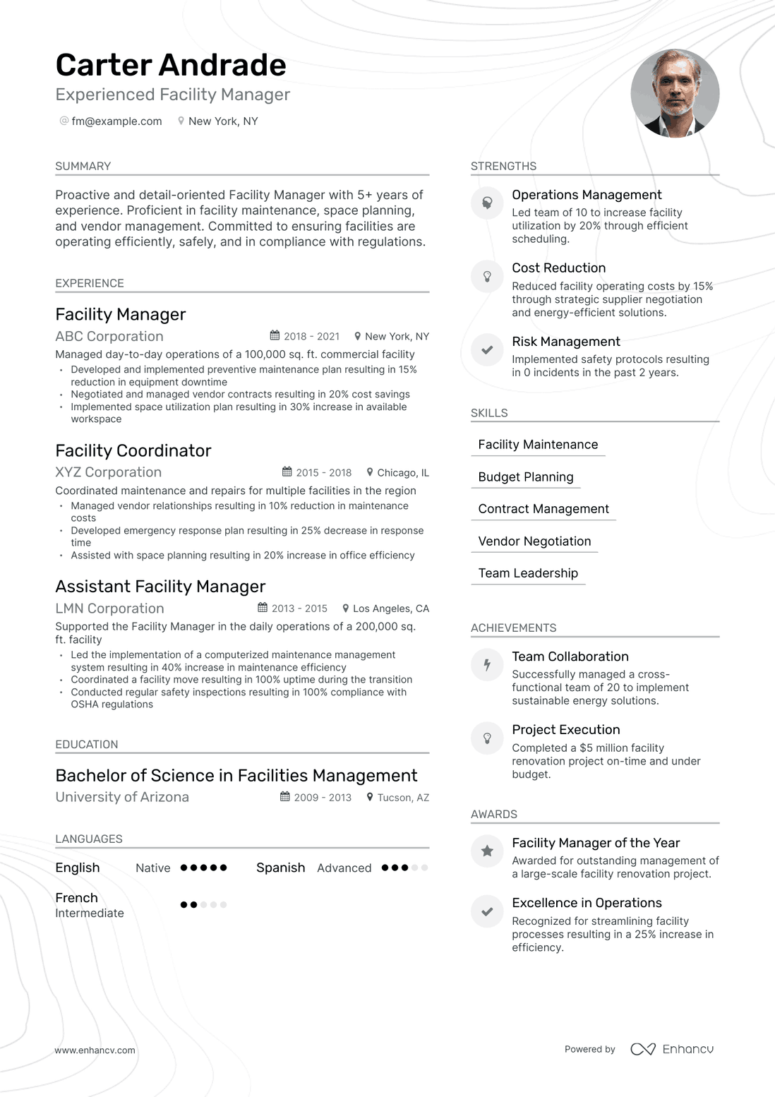 Modern Facility Manager Resume Template