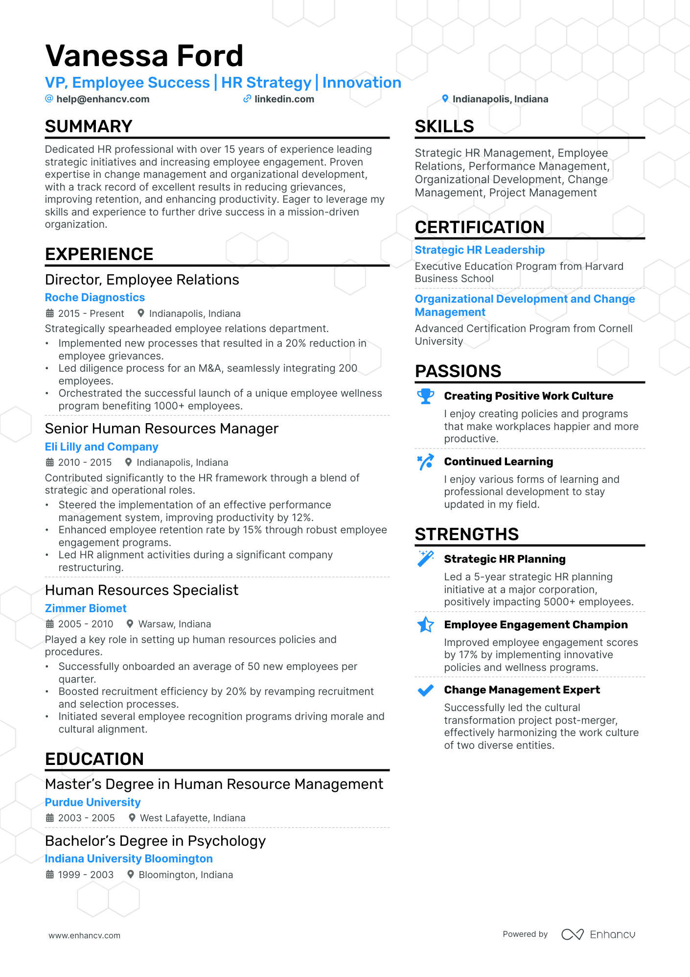 A resume example of a Double Column