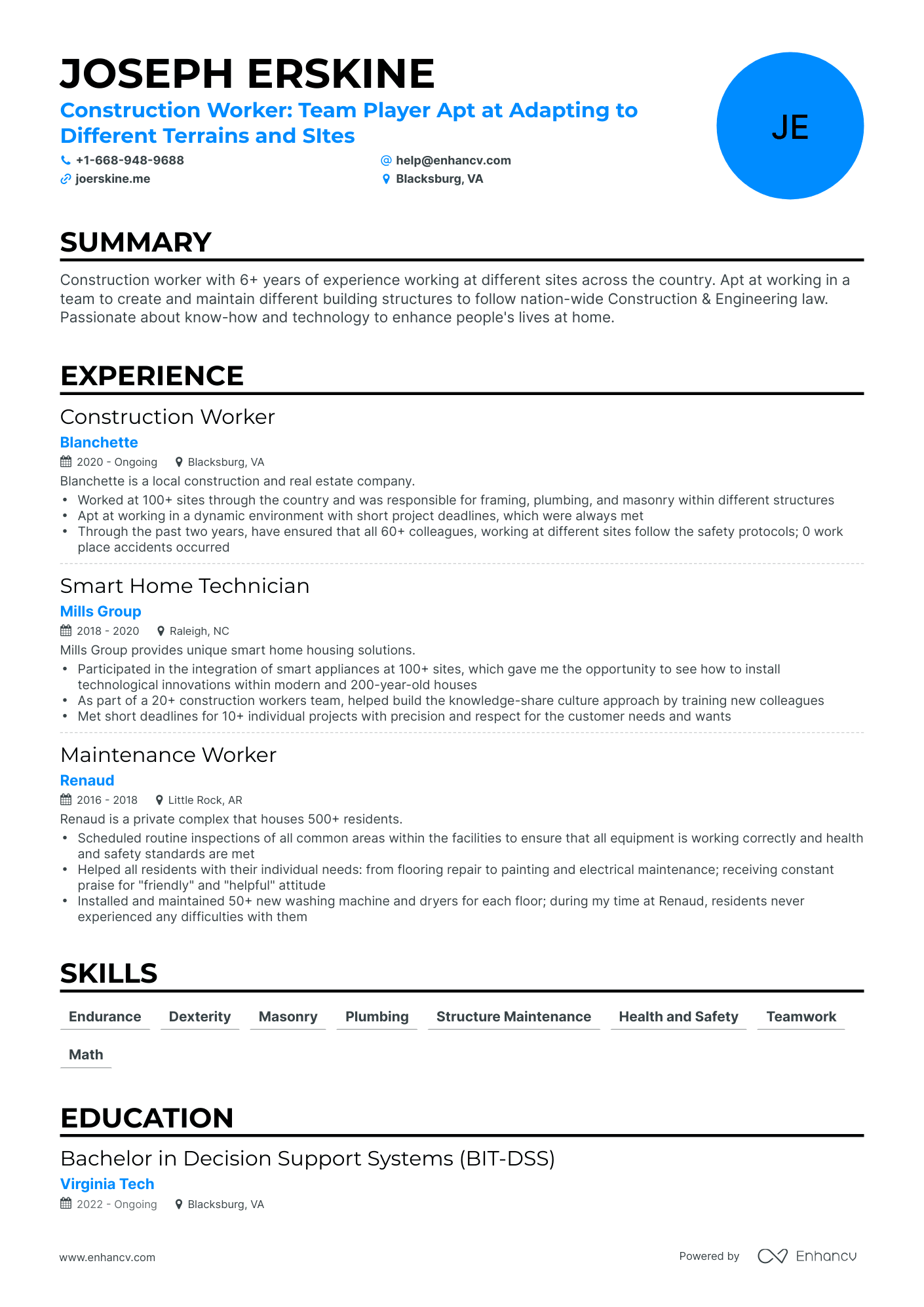 Classic Construction Office Manager Resume Template