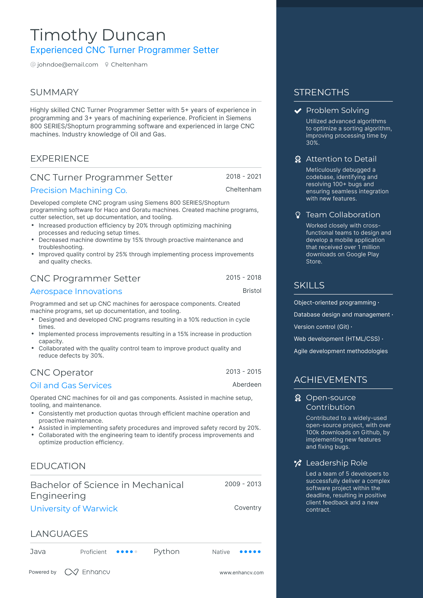 One Page Software Programmer Resume Template