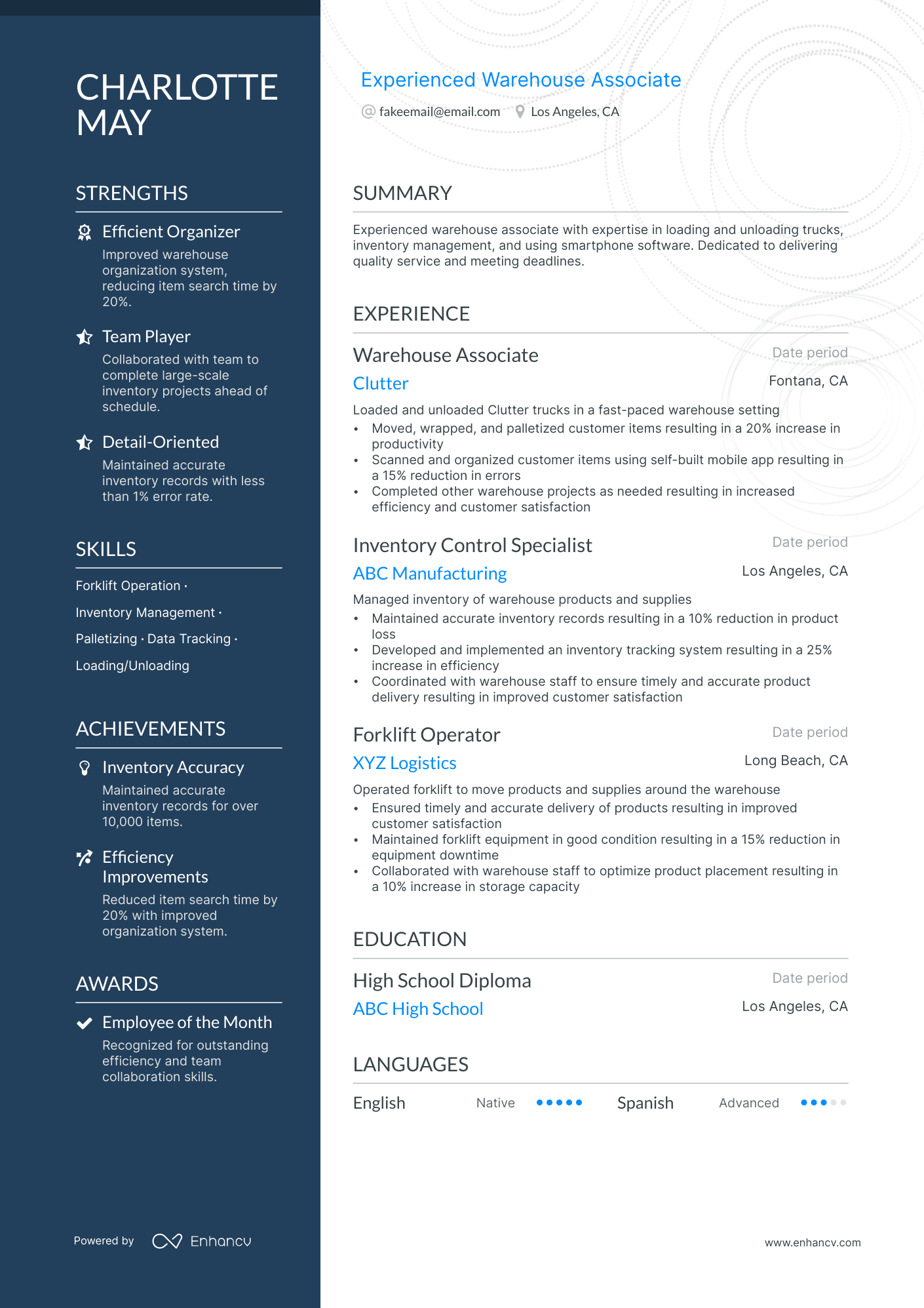 resume title examples for warehouse worker