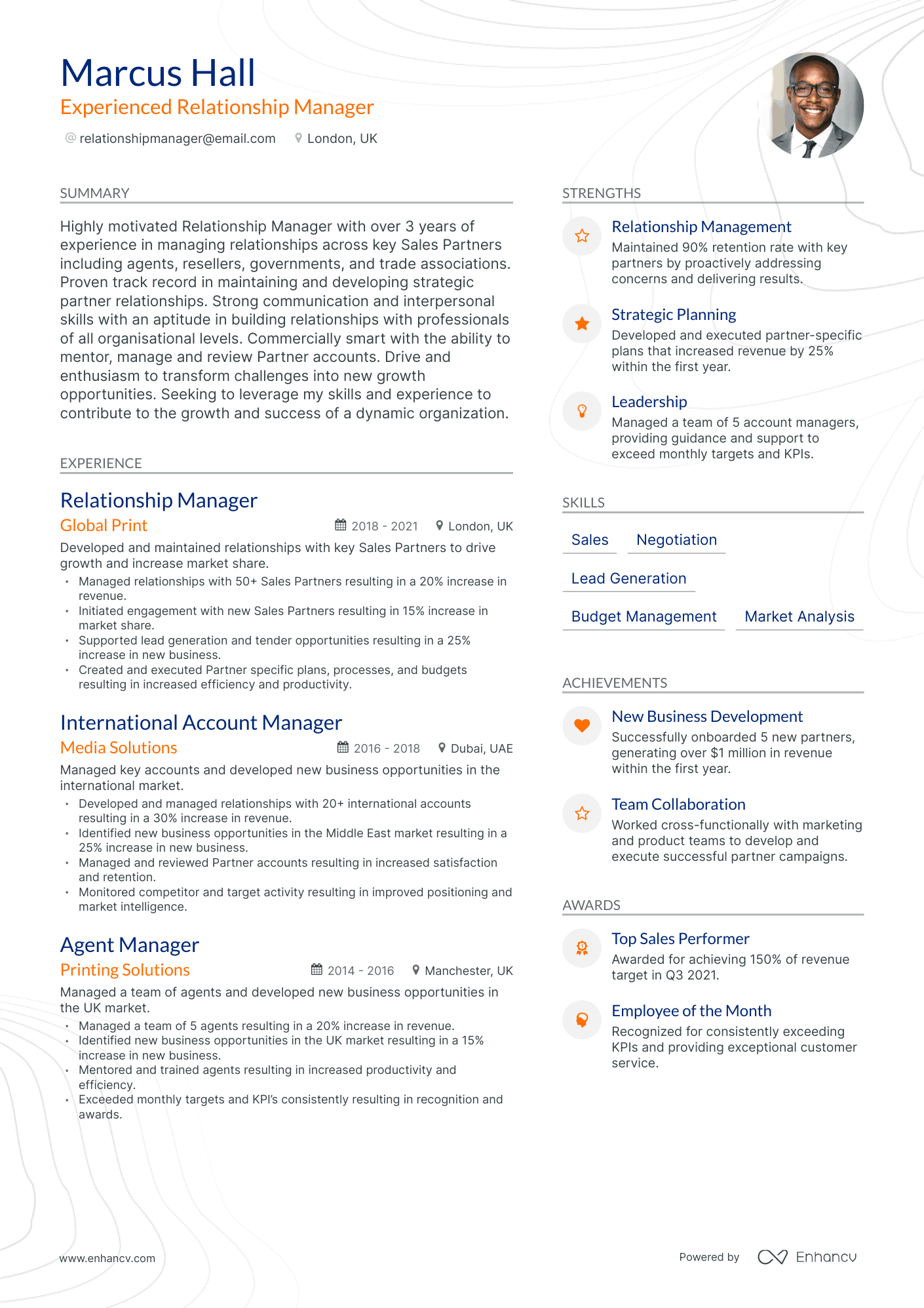 Modern Relationship Manager Resume Template
