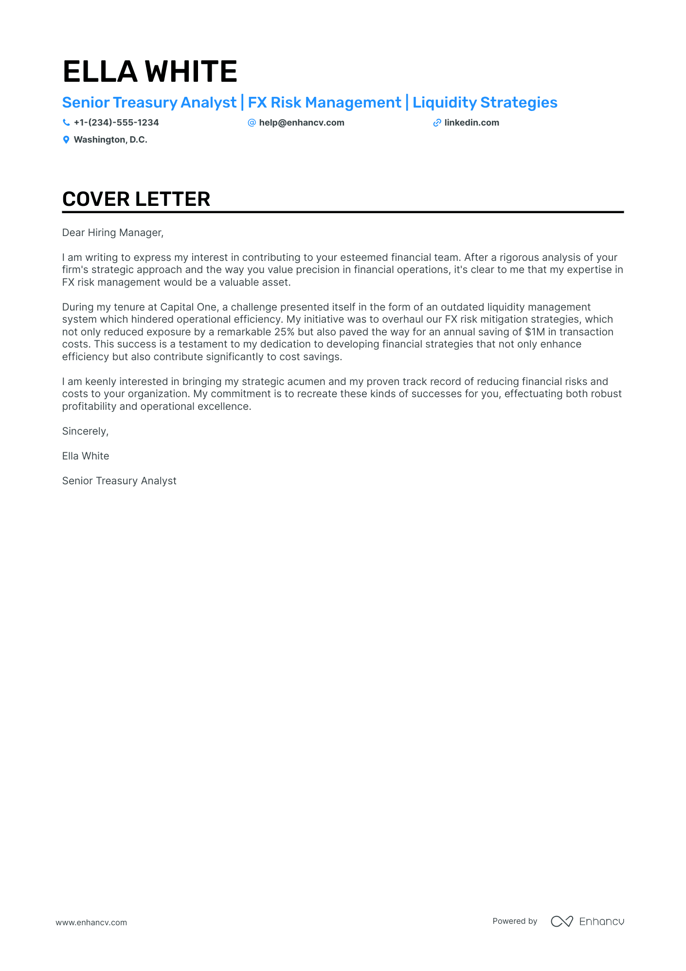 financial cover letter template
