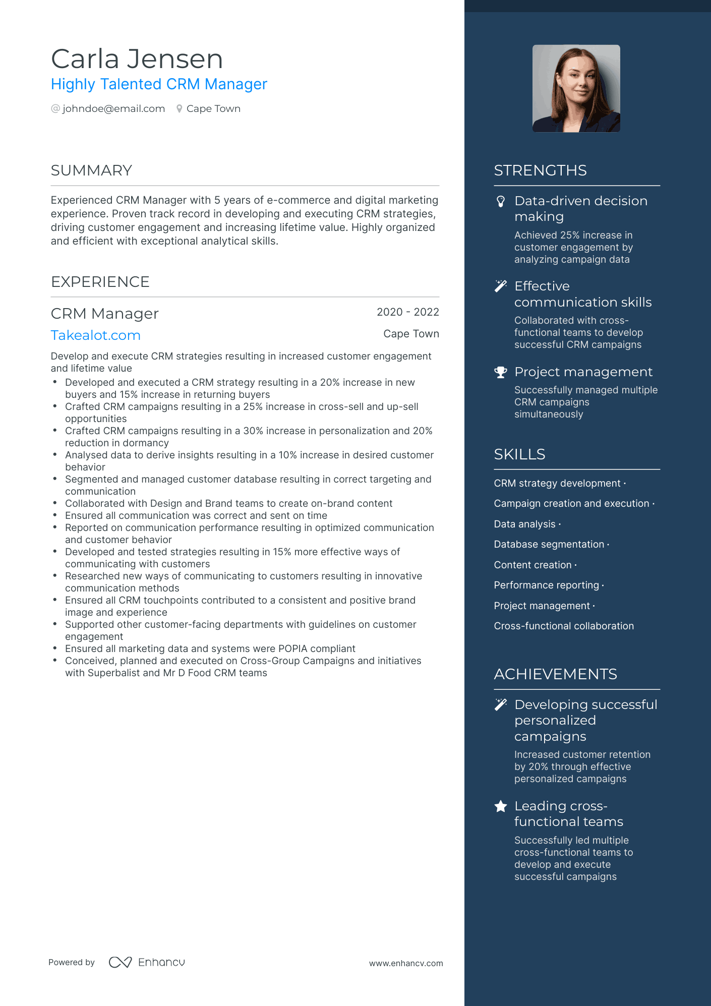 resume objective examples for crm manager