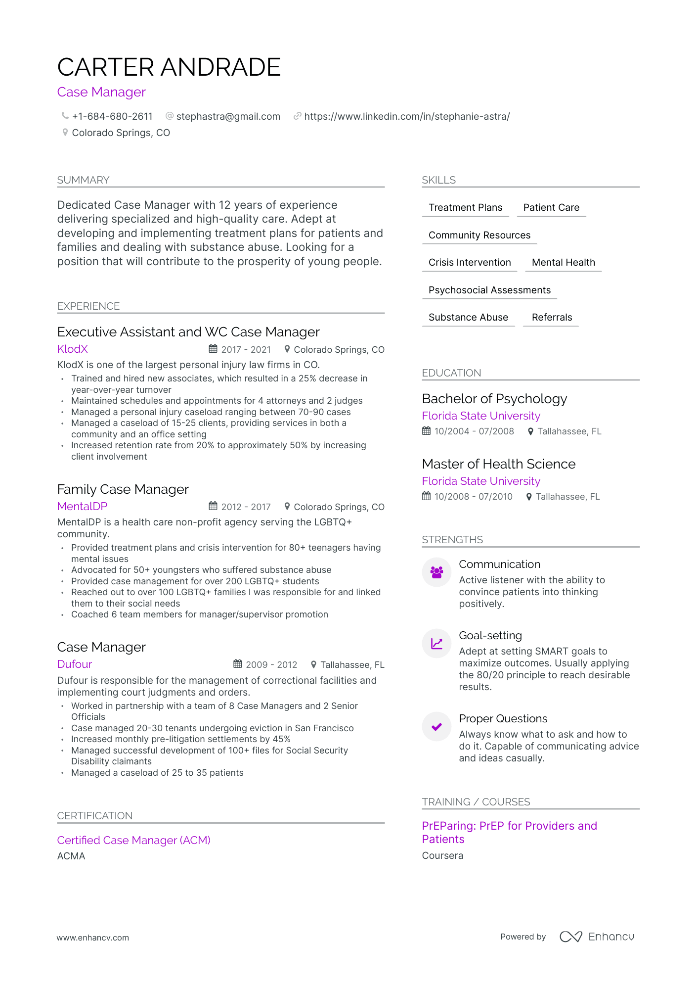 Modern Case Manager Resume Template