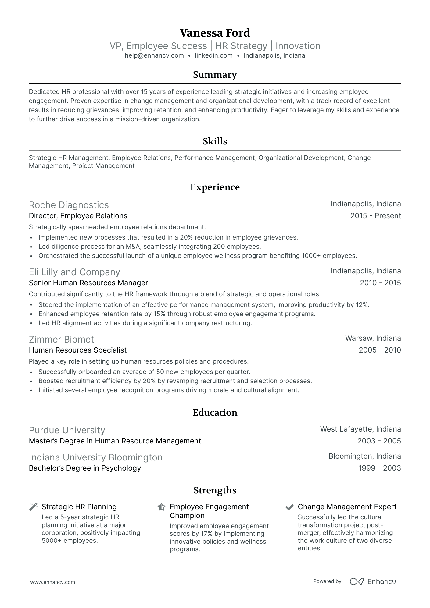 human resources vp resume