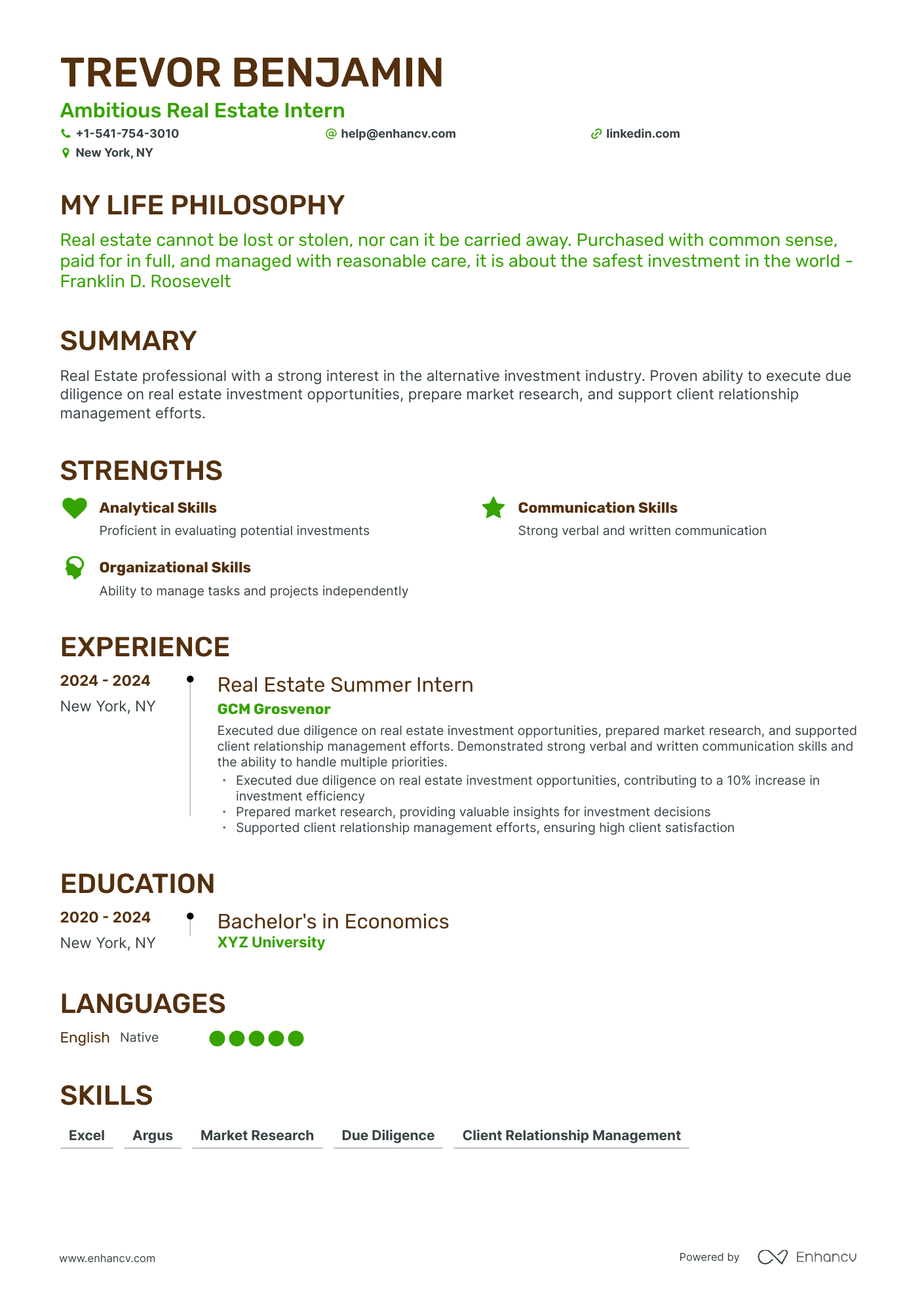 Timeline Real Estate Intern Resume Template