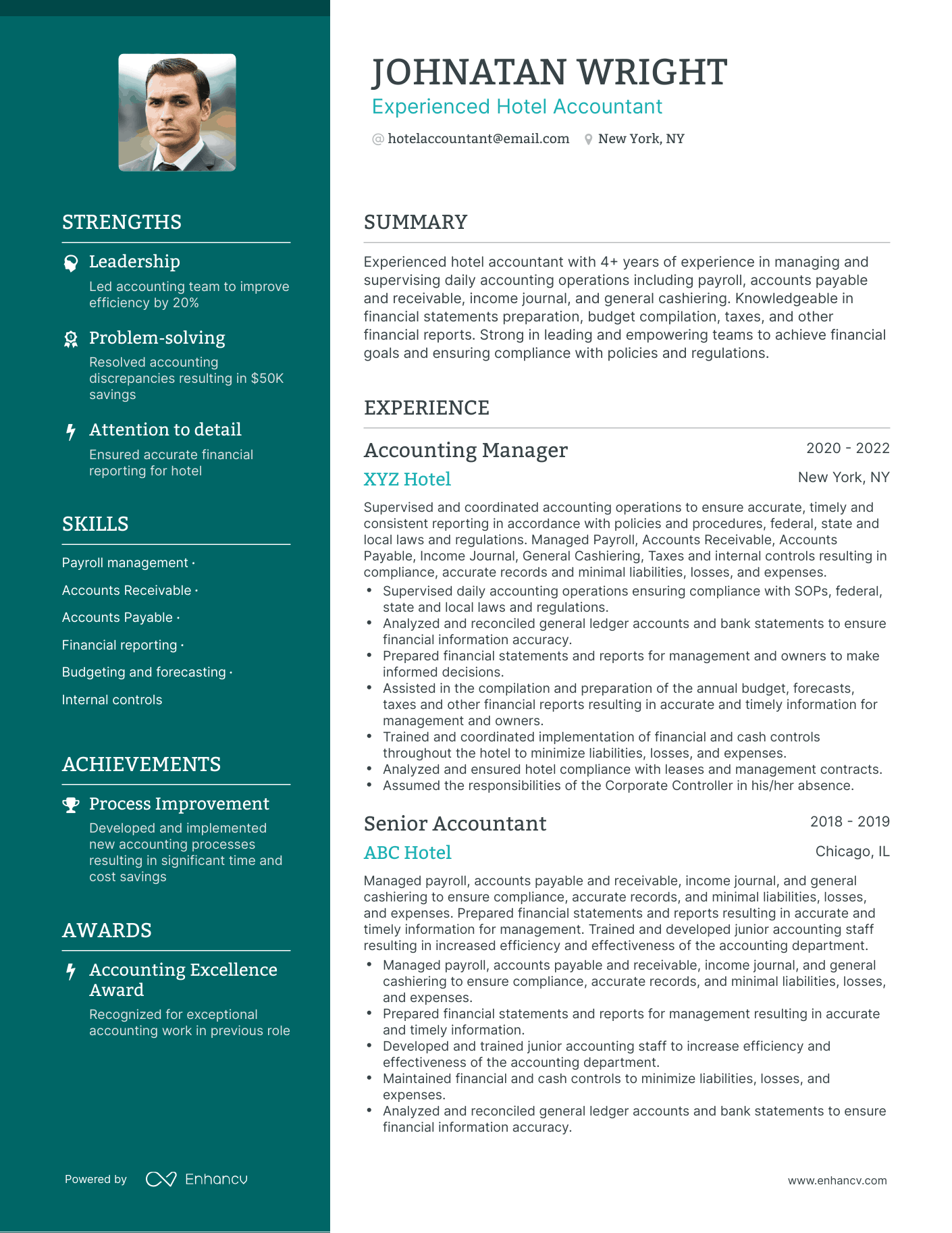 Polished Hotel Accounting Resume Template