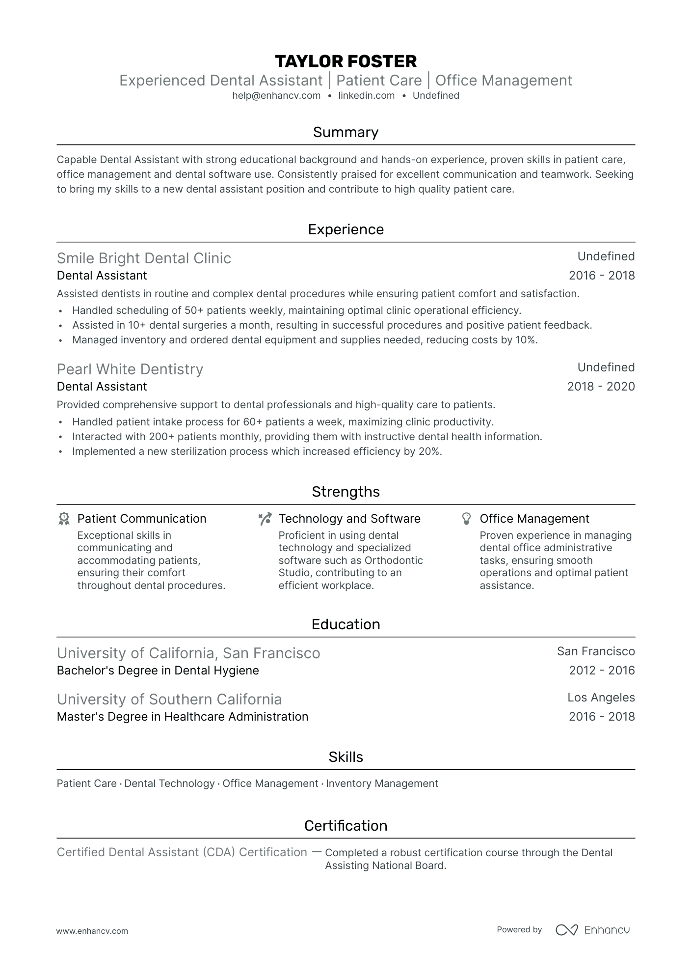 dental assistant resume examples with experience