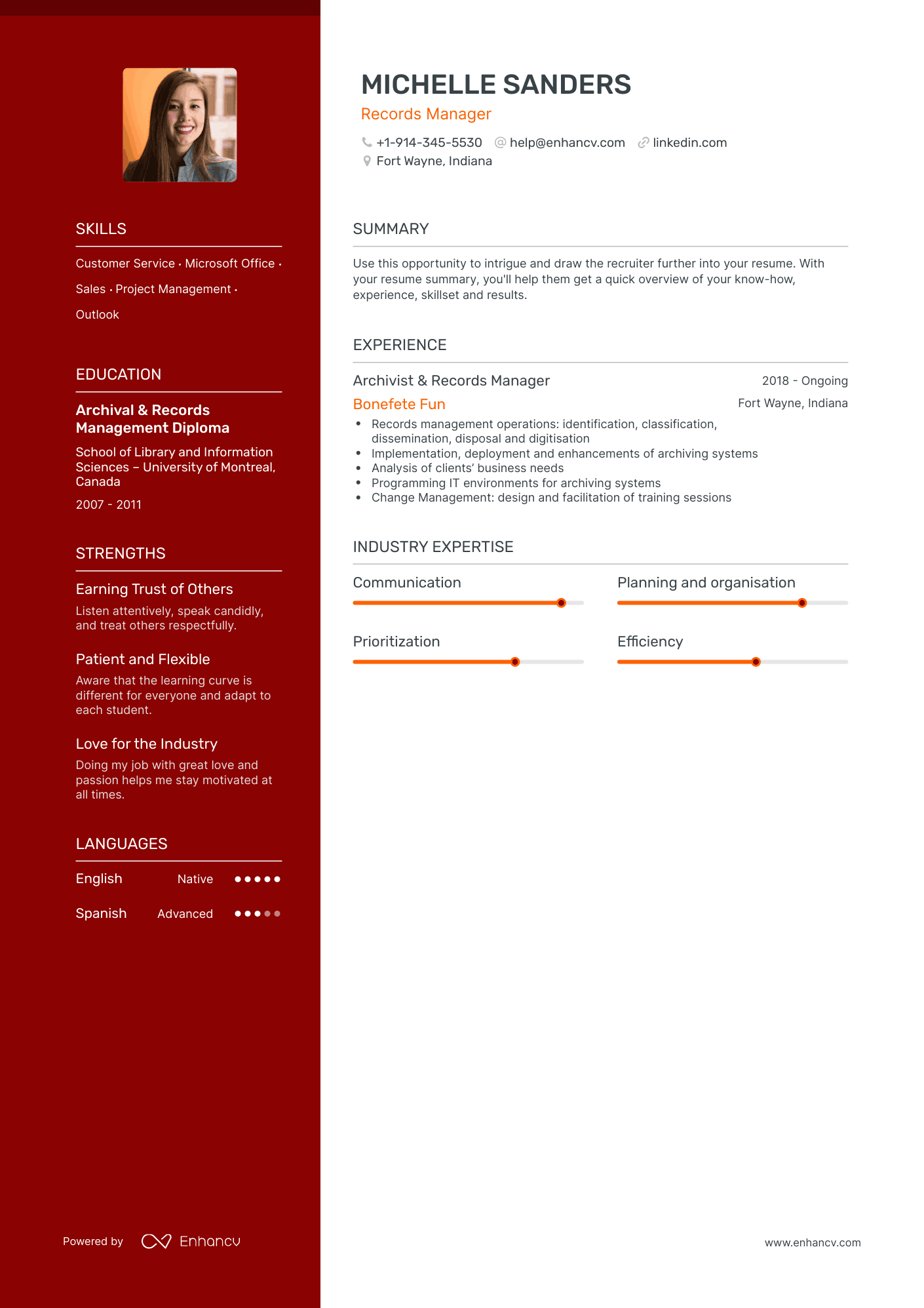 Polished Records Manager Resume Template
