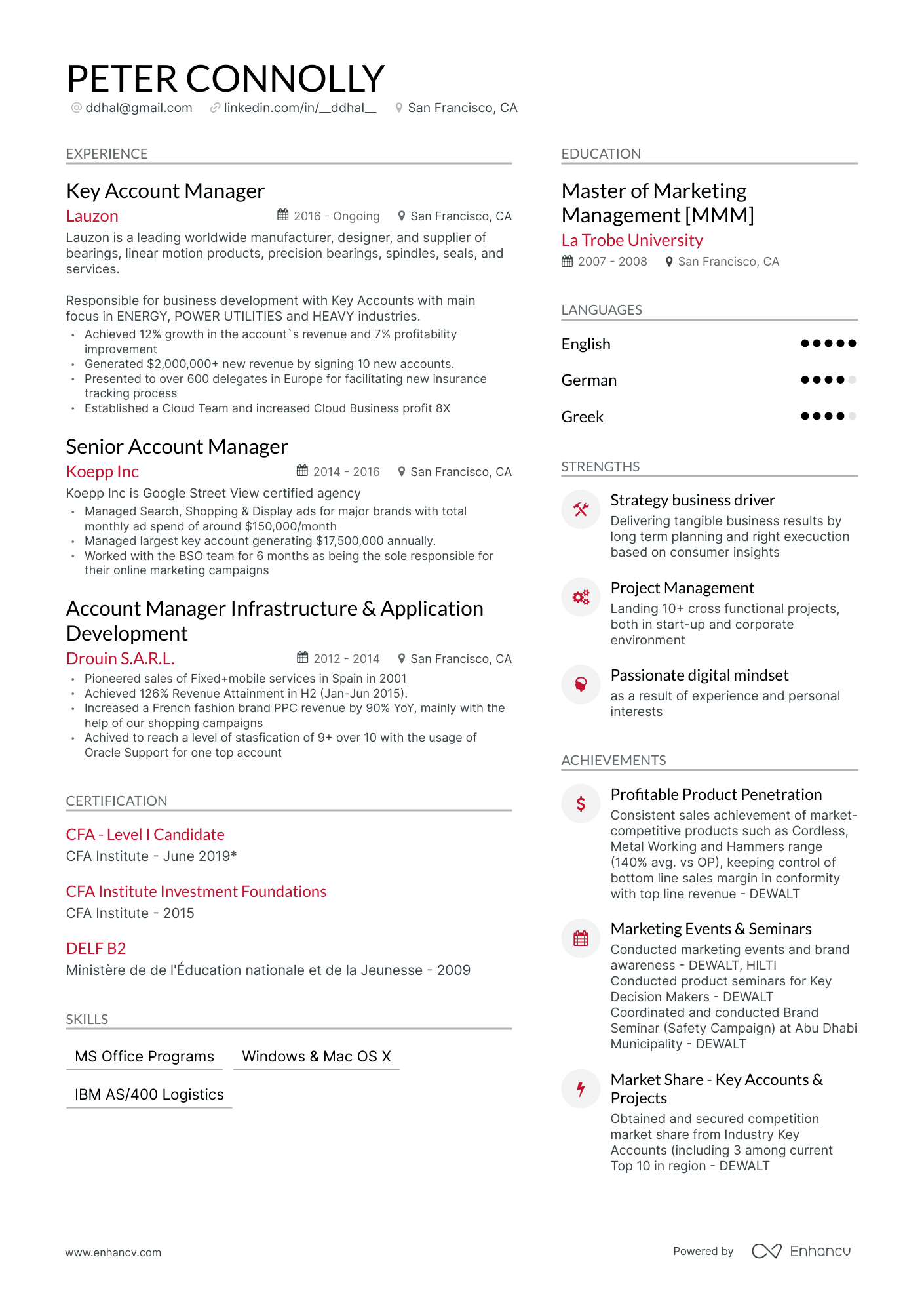 Modern Account Manager Resume Template